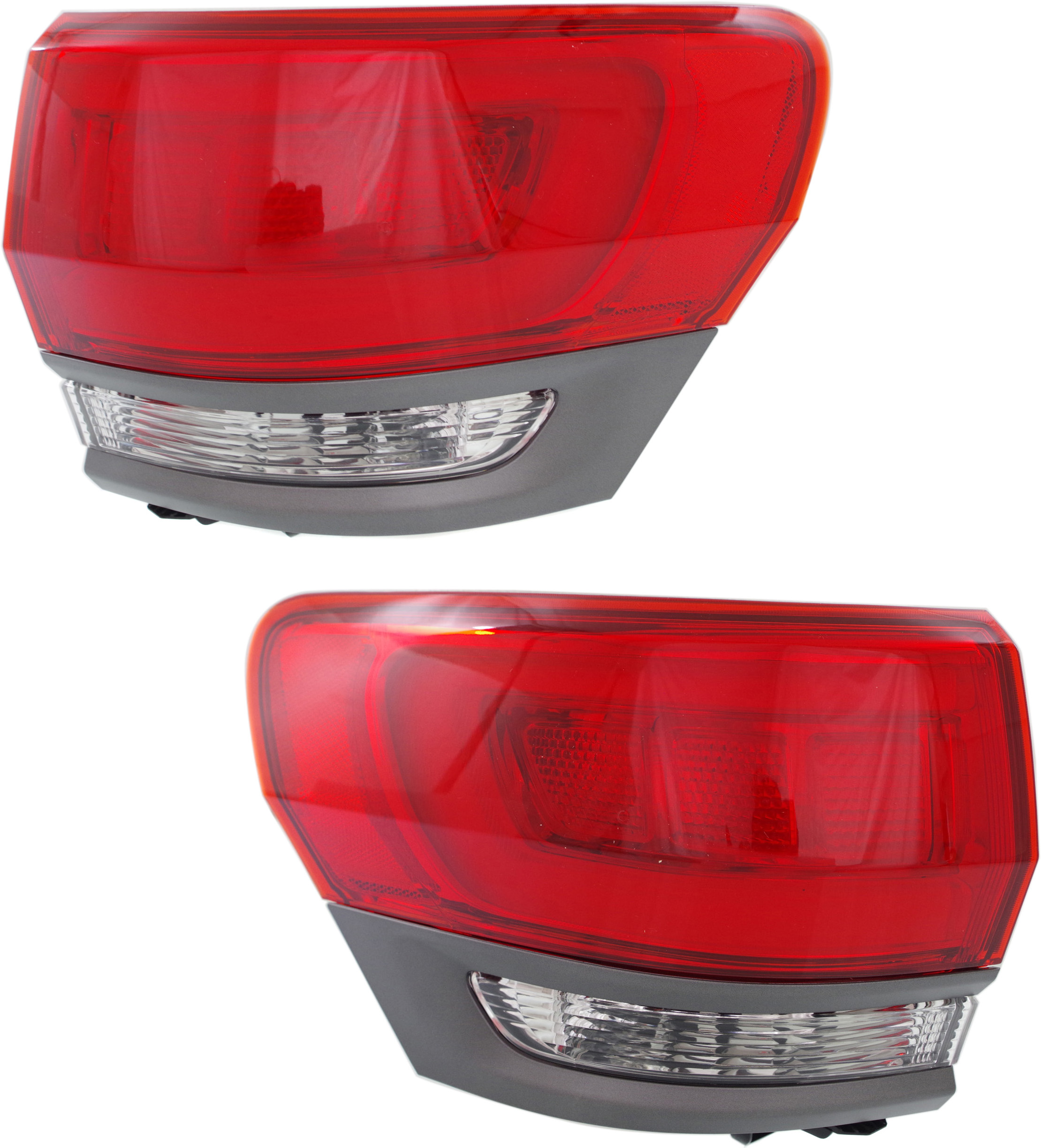 AM GRAND CHEROKEE 14-21 GRAND CHEROKEE WK 22-22 TAIL LAMP RH AND LH Outer Assembly Halogen Exc. SRT Trailhawk Trackhawk Models w Gray Trim w Platinum Insert CAPA SKU SET REPJ730161Q Partslink CH2804110C CH2805110C OEM 68236104AC 68236105AC