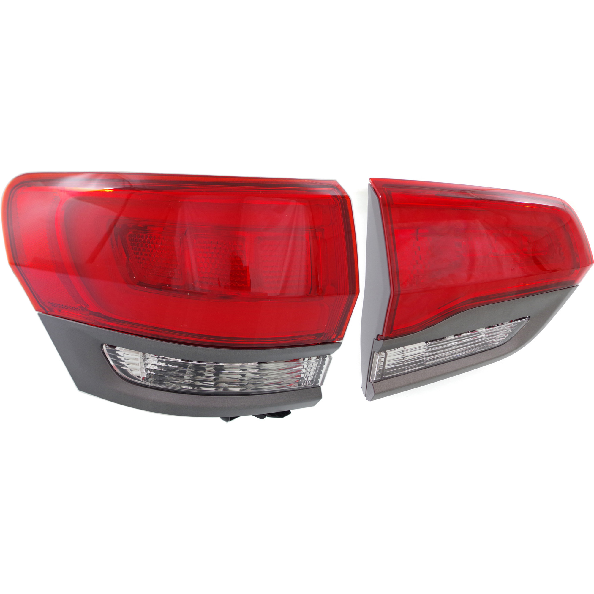 AM GRAND CHEROKEE 14-21 GRAND CHEROKEE WK 22-22 TAIL LAMP LH Inner and Outer Assembly Halogen Exc. SRT Trailhawk Trackhawk Models w Gray Trim w Platinum Insert SKU SET REPJ730162 Partslink CH2802109 CH2804110 OEM 68236105AC 68236107AB 68236107