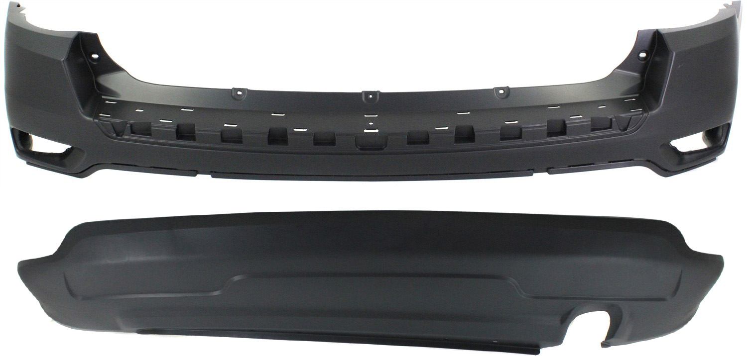 AM COMPASS 11-17 REAR BUMPER COVER Upper and Lower CAPA SKU SET REPJ760128PQ 2 Partslink CH1114103C CH1115102C OEM 68109898AC 68109901AA