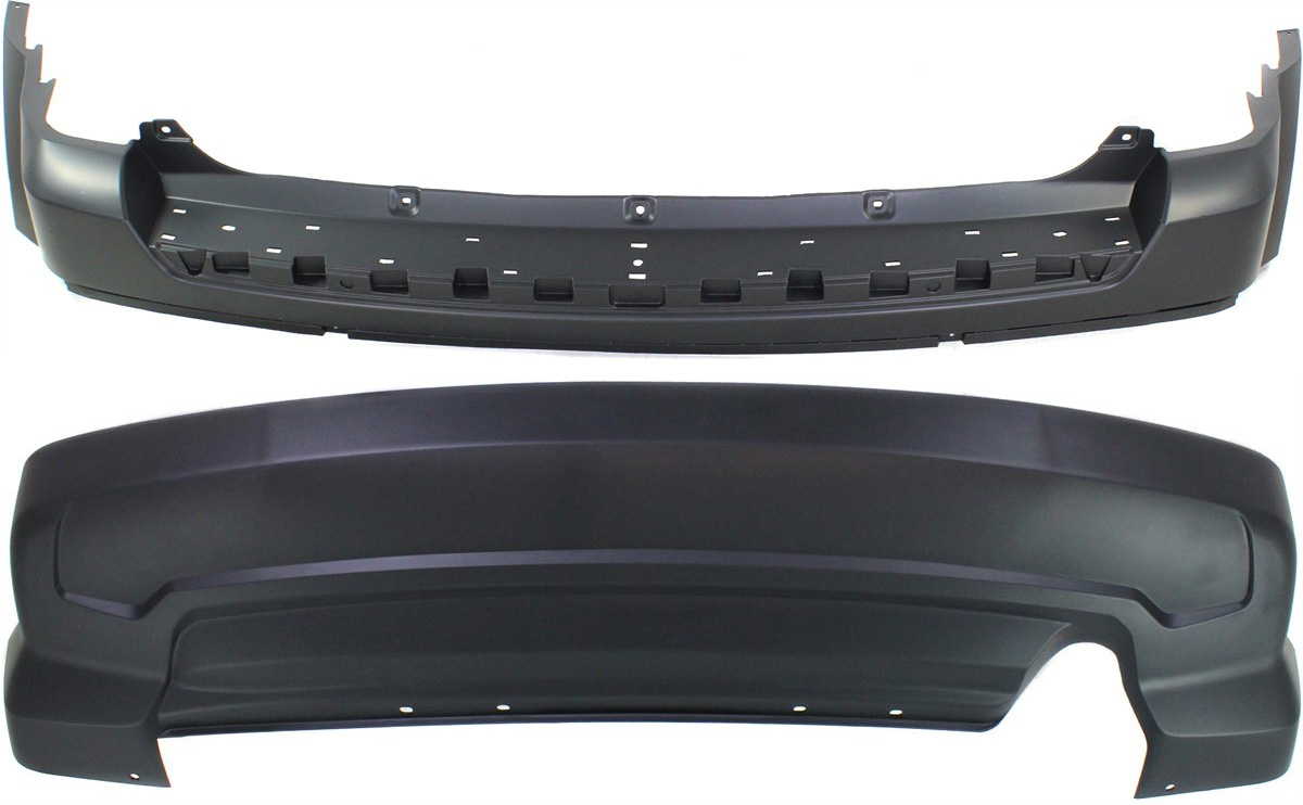 AM PATRIOT 11-17 REAR BUMPER COVER Upper and Lower w o Tow Hook Holes SKU SET REPJ760129-2 Partslink CH1114100 CH1115103 OEM 68091510AA 68091511AA