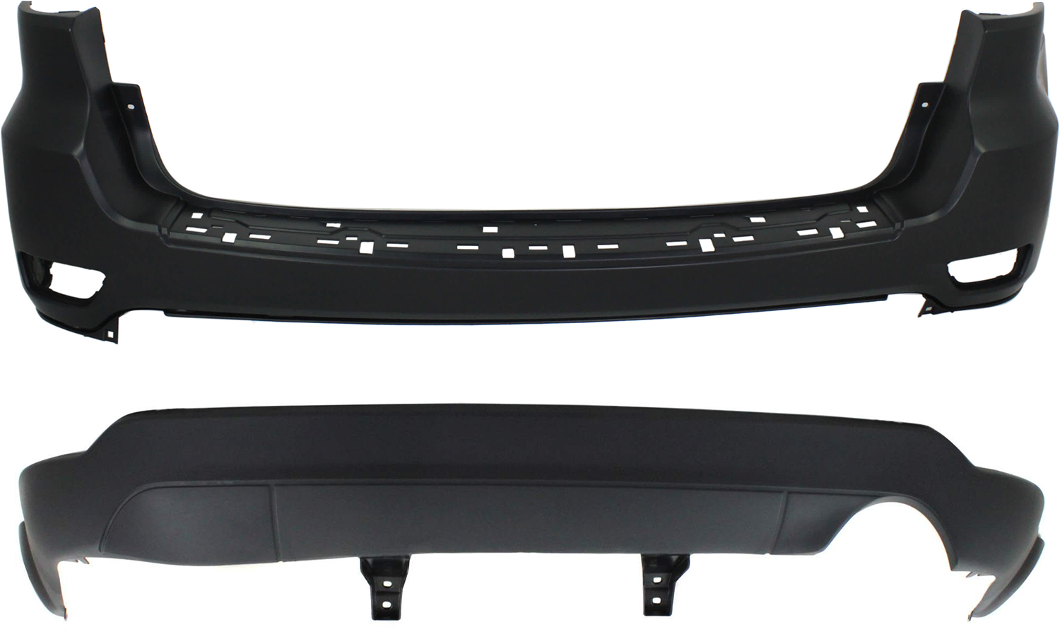AM GRAND CHEROKEE 11-22 BUMPER COVER Set of 2 Rear with Lower Bumper Cover Exc. SRT Summit Trailhawk Model SKU SET REPJ764301-2 Partslink CH1100952 CH1195101 OEM 1VQ65TZZAA 68111467AA