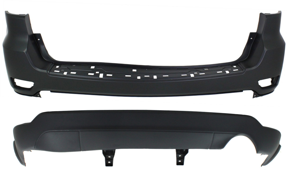 AM GRAND CHEROKEE 11-22 BUMPER COVER Set of 2 Rear with Lower Bumper Cover Exc. SRT Summit Trailhawk Model CAPA SKU SET REPJ764301Q 2 Partslink CH1100952C CH1195101C OEM 1VQ65TZZAA 68111467AA