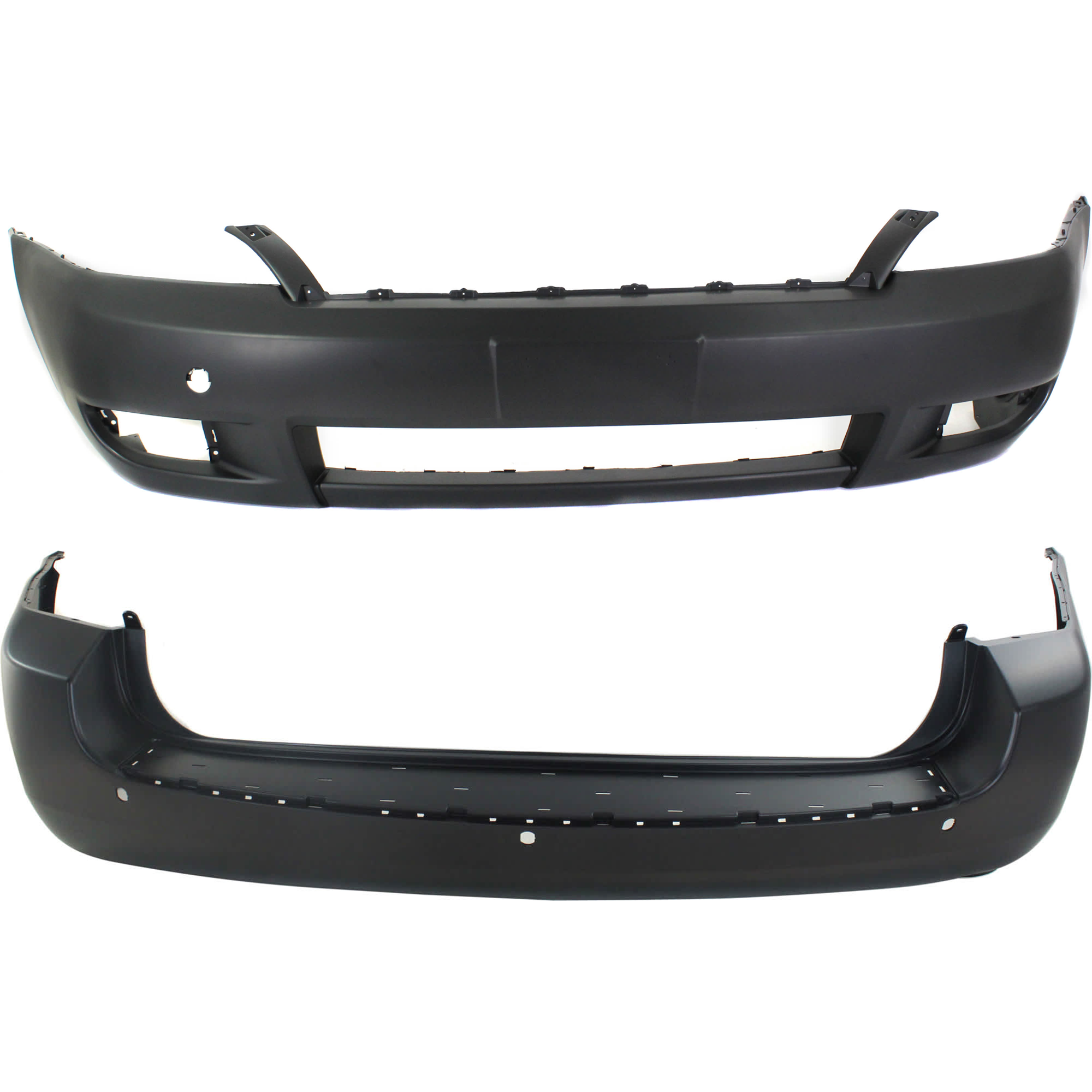AM SEDONA 09-12 FRONT AND REAR BUMPER COVER Primed Type 1 w Sport Pkg w 3 Sensor Holes w o mounting bracket s Front w license plate provision and tow hook hole w o parking aid sensor holes SKU SET REPK010302 A