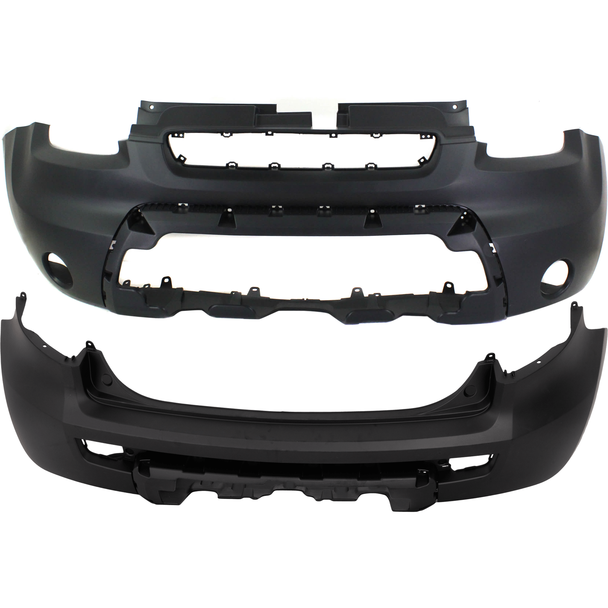 AM SOUL 10-11 FRONT AND REAR BUMPER COVER Primed 2 Piece Type A w o mounting bracket s license plate provision tow hook hole and parking aid sensor holes SKU SET REPK010307P B