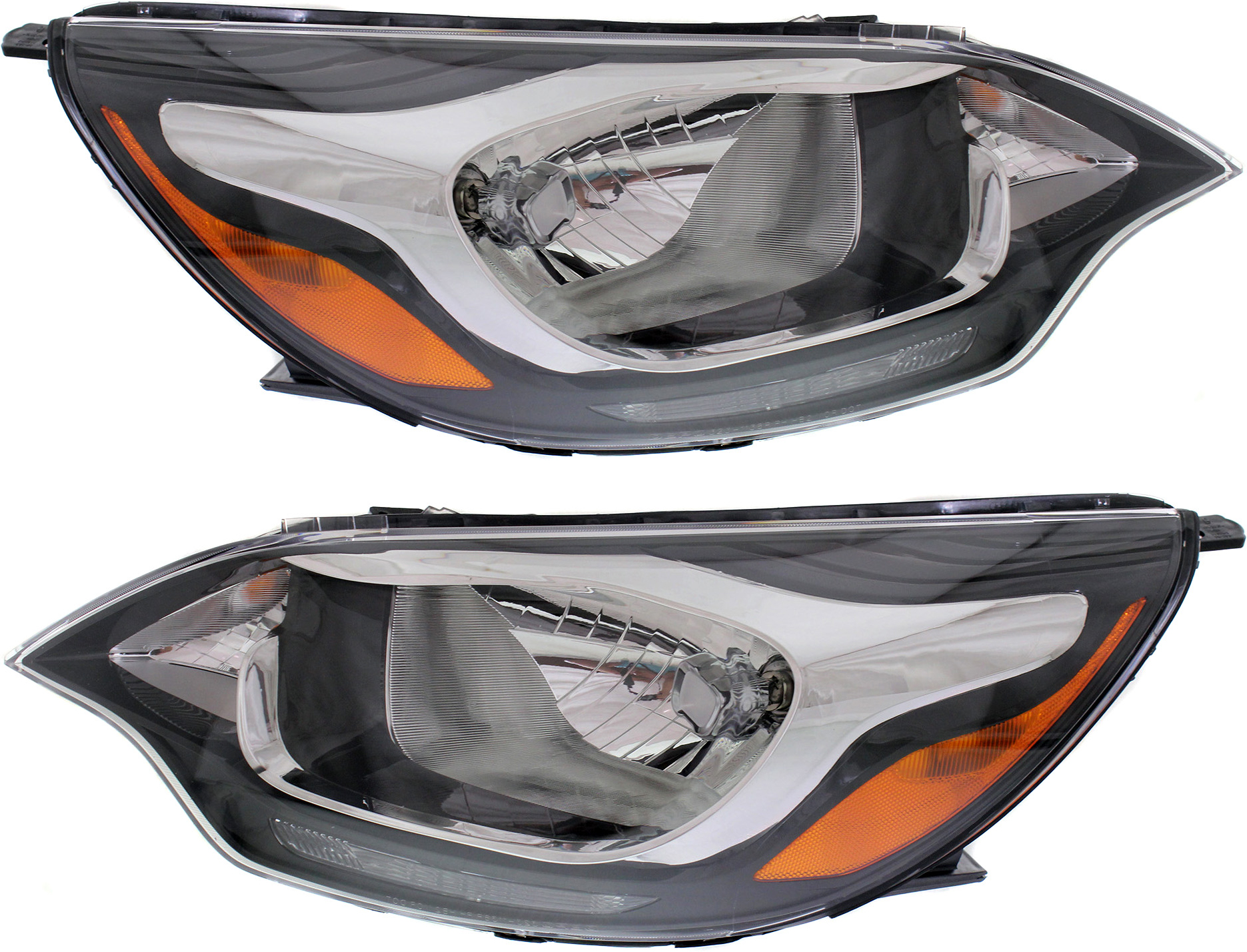AM RIO 12-17 HEAD LAMP RH AND LH Assembly Halogen w o LED Position Light Sedan SKU SET REPK100155 Partslink KI2502159 KI2503159 OEM 921011W100-921021W100