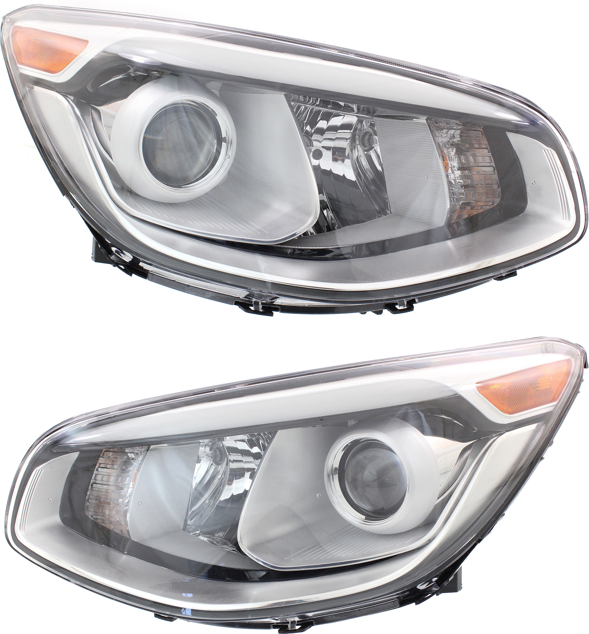 AM SOUL 14-16 HEAD LAMP RH AND LH Assembly Halogen Projector Type w o Leveling System CAPA SKU SET REPK100175Q Partslink KI2502168C KI2503168C OEM 92101B2050-92102B2050