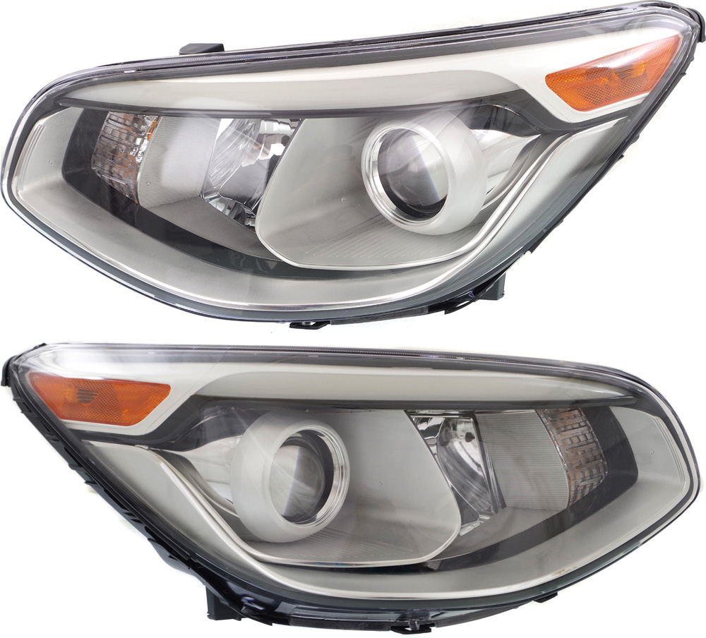 AM SOUL 14-16 HEAD LAMP RH AND LH Assembly Halogen Projector Type w o Leveling System SKU SET REPK100175 Partslink KI2503168 KI2502168 OEM 92102B2050-92101B2050