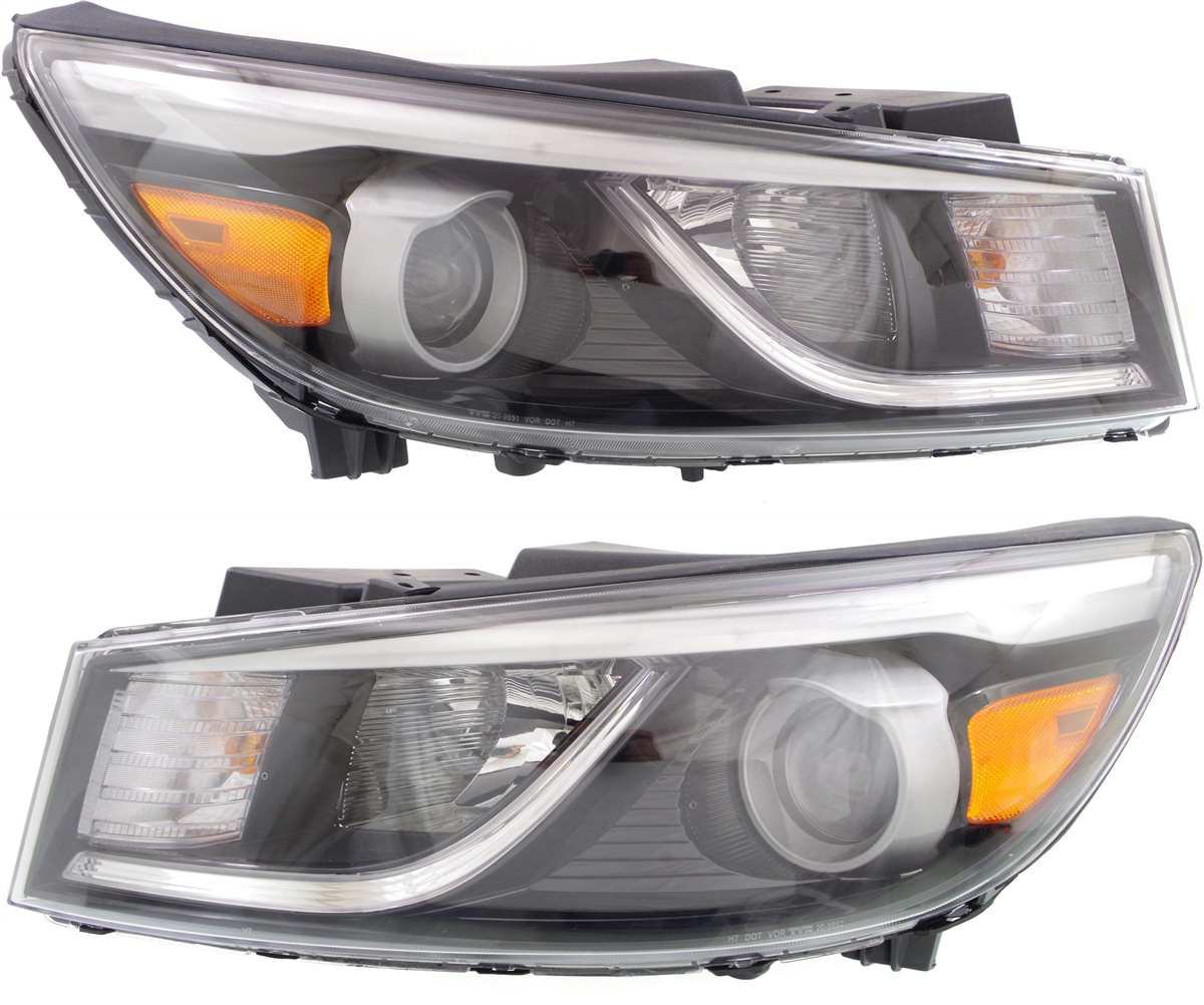 AM SEDONA 15-18 HEAD LAMP RH AND LH Assembly Halogen w o LED Position Light SKU SET REPK100187 Partslink KI2503181 KI2502181 OEM 92102A9110-92101A9110