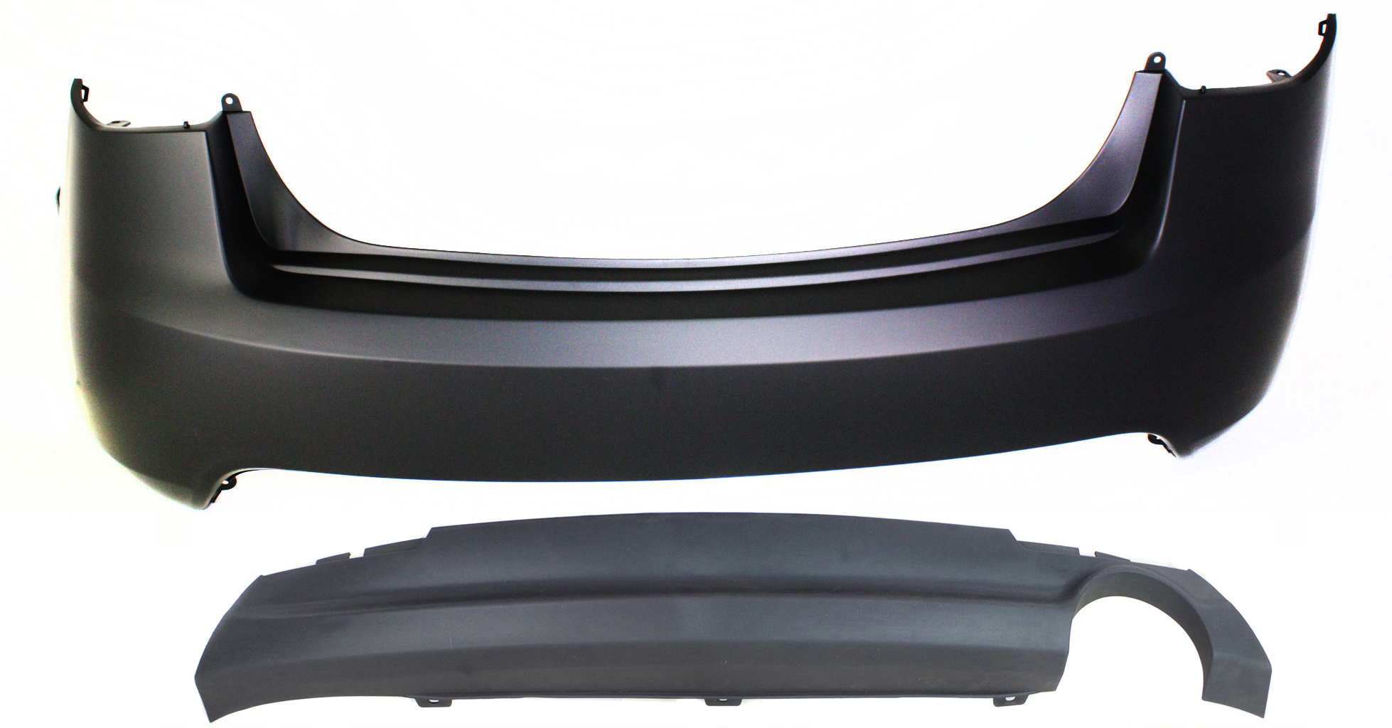 AM FORTE 10-13 REAR BUMPER COVER Upper and Lower Primed Sedan SKU SET REPK760105P Partslink KI1100145 KI1115101 OEM 866111M000-866951M010 PFM