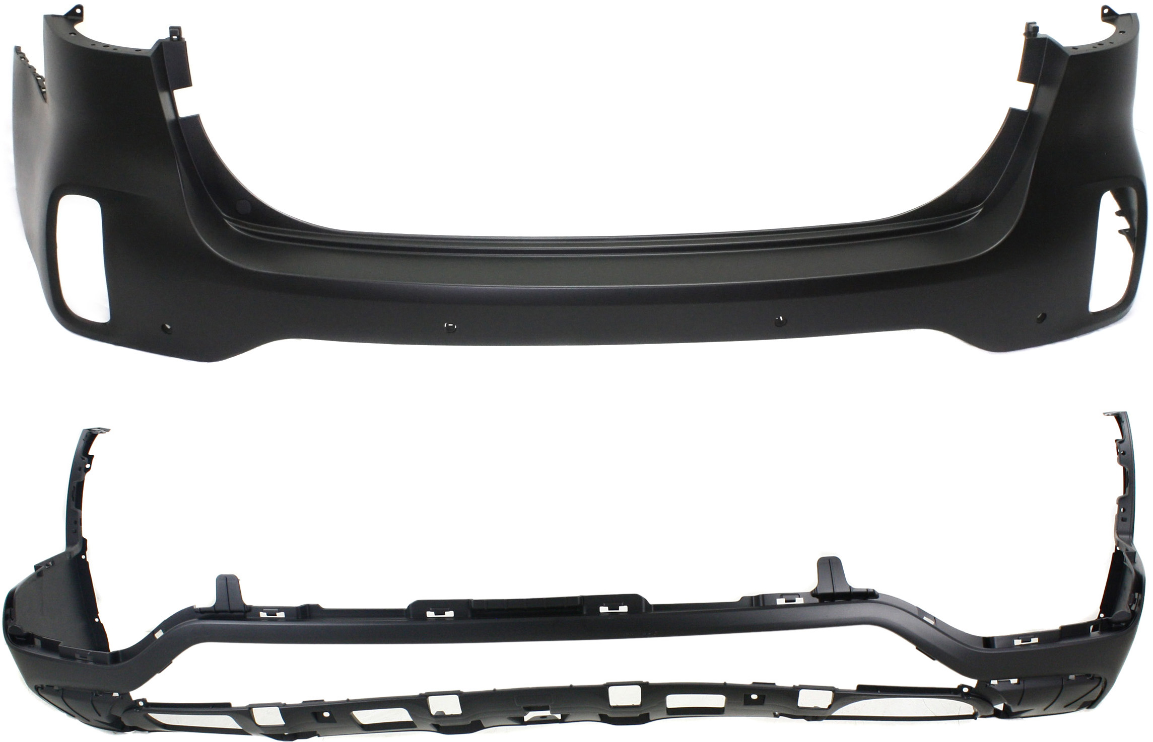 AM SORENTO 14-15 REAR BUMPER COVER Set of 2 Upper and Lower with Sport Pkg with Park Assist Snsr Holes CAPA SKU SET REPK760129PQ 2 Partslink KI1114101C KI1115103C OEM 866101U510-866121U700