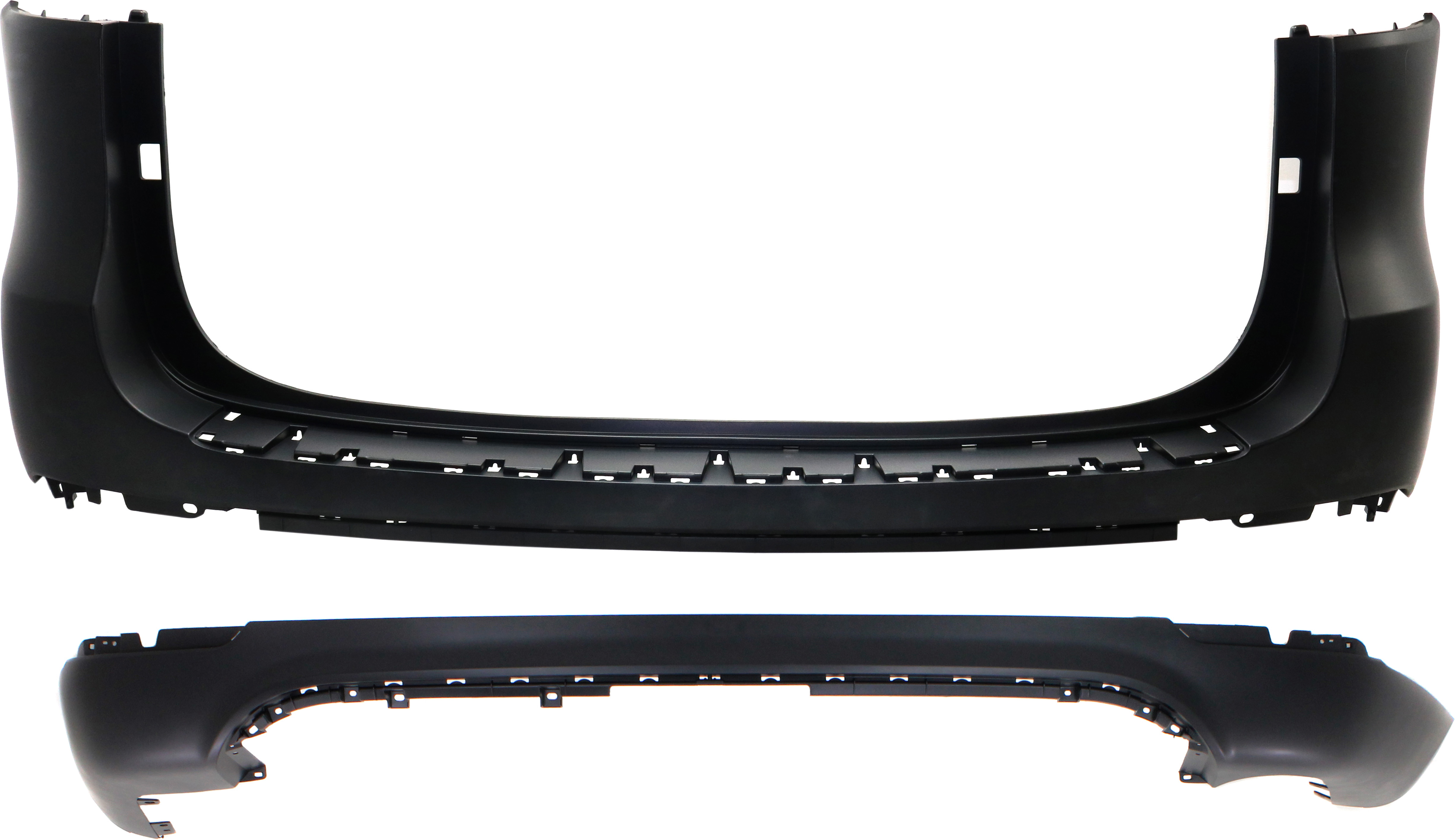 AM SEDONA 15-18 REAR BUMPER COVER Upper and Lower Primed EX L LX SX Models CAPA SKU SET REPK760149PQ 2 Partslink KI1100188C KI1115108C OEM 86611A9000-86612A9000