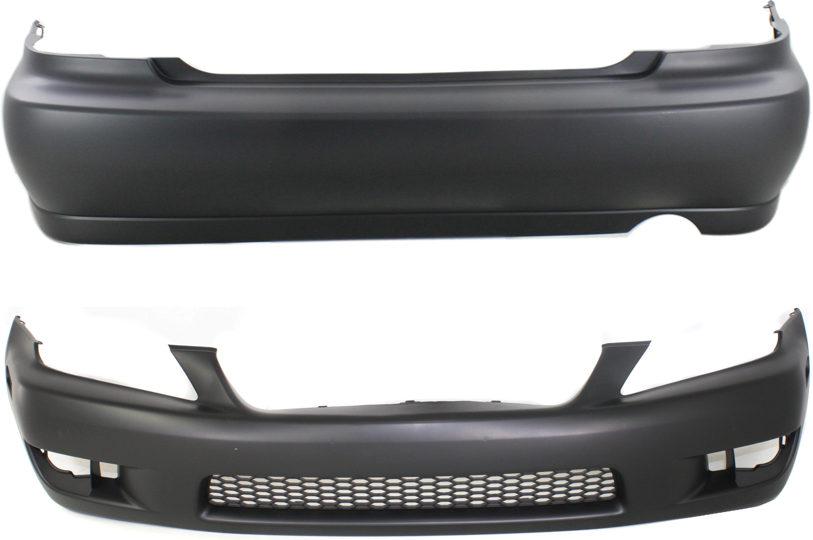 AM IS300-01-05 FRONT AND REAR BUMPER COVER Primed Sedan SKU SET REPL010316P 2 Partslink LX1000121 LX1100112 OEM 5211953903-5215953902