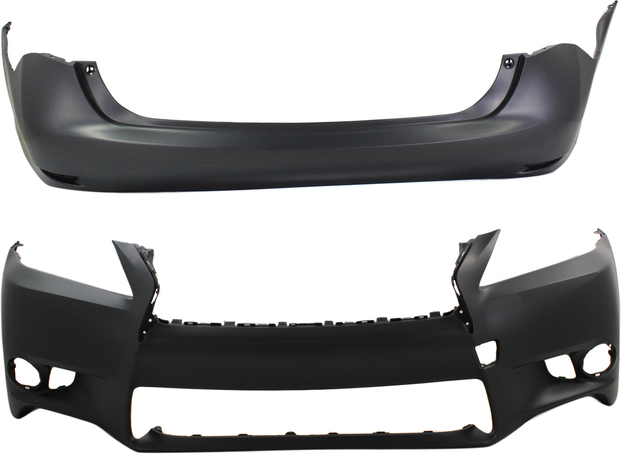 AM GS350 GS450H 13-13 FRONT AND REAR BUMPER COVER Primed w o Parking Aid Snsr Holes SKU SET REPL010351P 2 Partslink LX1000228 LX1100159 OEM 521193A915-5215930955