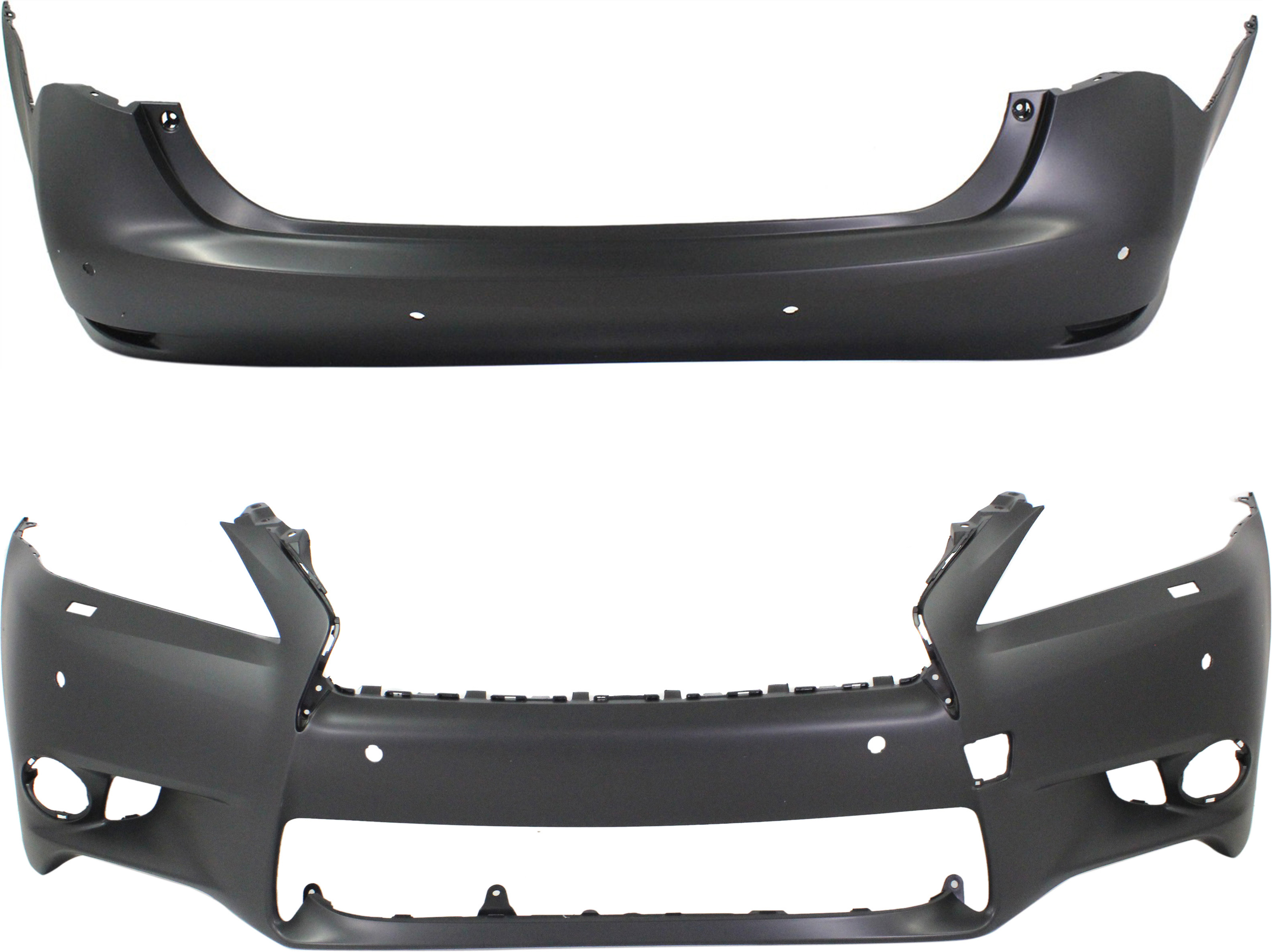 AM GS350 GS450H 13-13 FRONT AND REAR BUMPER COVER Primed w Parking Aid Snsr Holes SKU SET REPL010354P 2 Partslink LX1000231 LX1100160 OEM 521193A918-5215930956