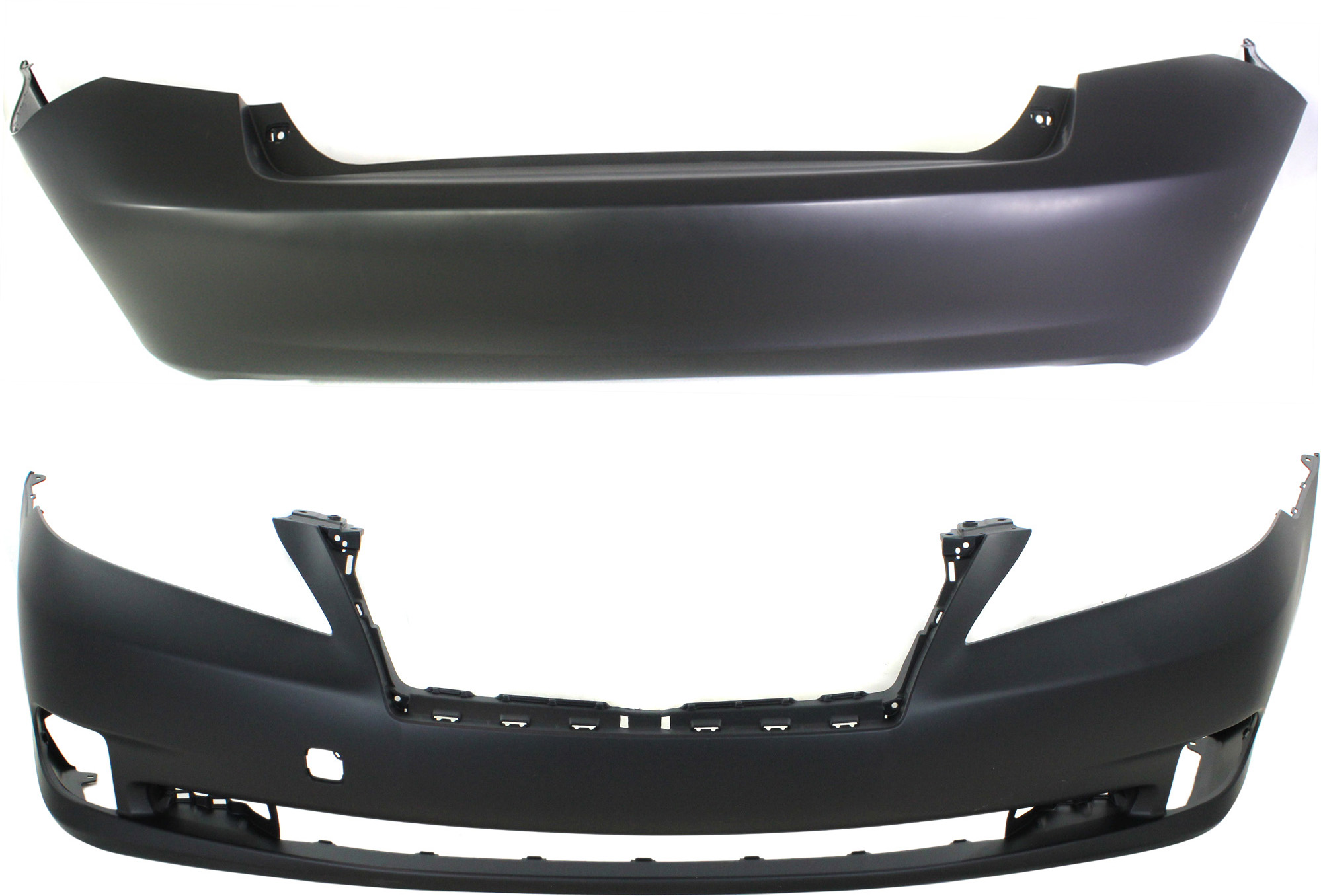 AM ES350-10-12 FRONT AND REAR BUMPER COVER Primed w o Parking Aid Snsr Holes SKU SET REPL010370P 2 Partslink LX1000200 LX1100149 OEM 5211933972-5215933922