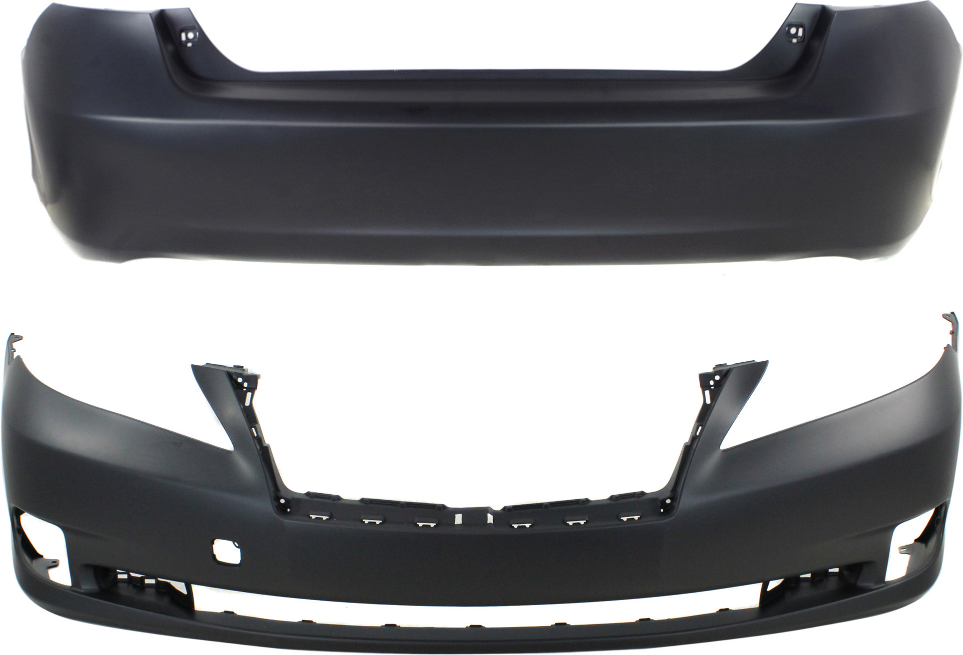 AM ES350-10-12 FRONT ABD REAR BUMPER COVER Primed w o Parking Aid Snsr Holes CAPA SKU SET REPL010370PQ 2 Partslink LX1000200C LX1100149C OEM 5211933972-5215933922