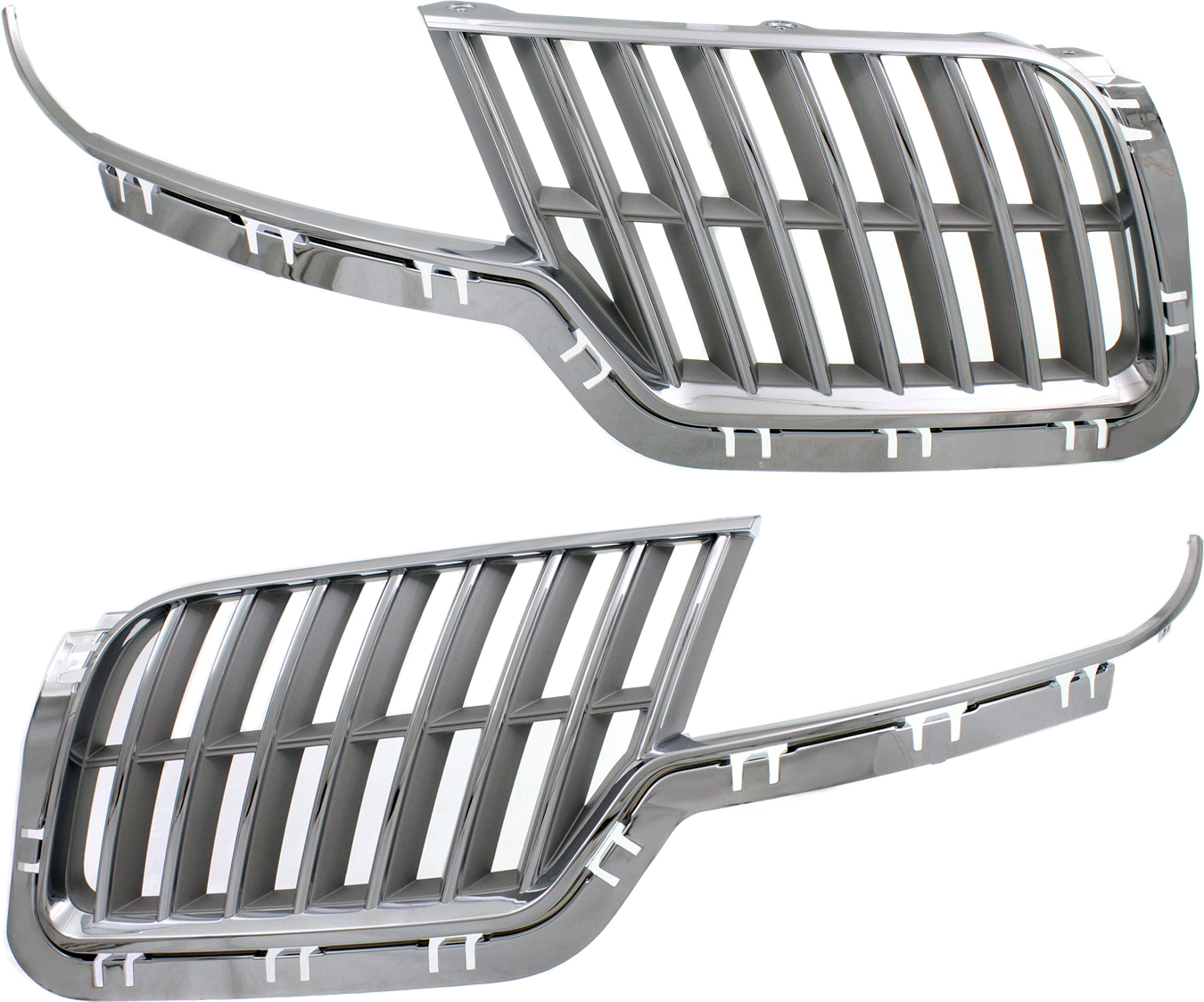 AM MKZ 10-12 GRILLE RH and LH Chrome Shell w Gray Insert SKU SET REPL070301 Partslink FO1200544 FO1200545 OEM AH6Z8200A AH6Z8200B