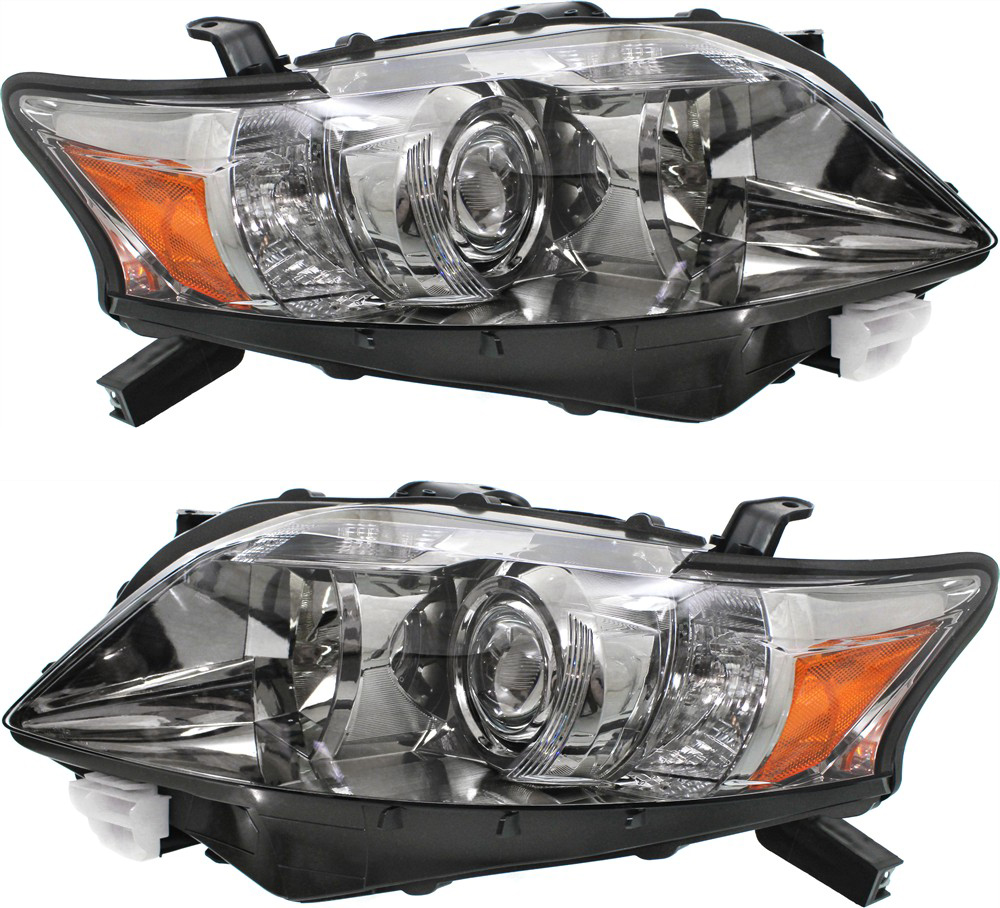 AM RX350-10-12 HEAD LAMP RH AND LH Assembly Halogen Canada Built Vehicle Chrome Interior CAPA SKU SET REPL100119Q Partslink LX2503147C LX2502147C OEM 811100E050-811100E170-811500E0