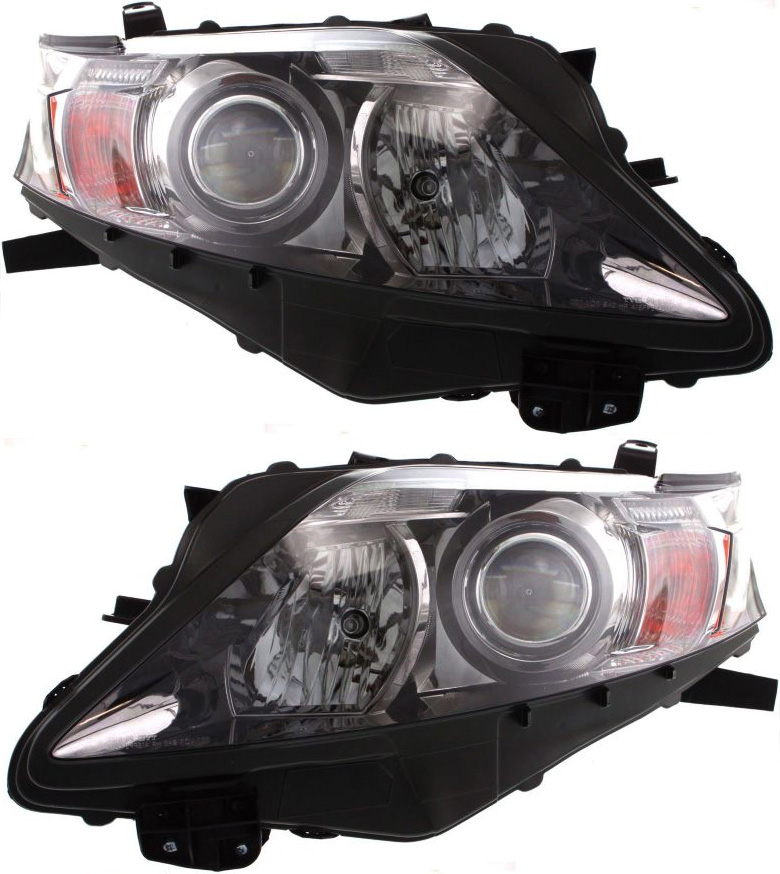AM RX350-10-12 HEAD LAMP RH AND LH Assembly Halogen Canada Built Vehicle Chrome Interior SKU SET REPL100119 Partslink LX2503147 LX2502147 OEM 811100E050-811100E170-811500E0