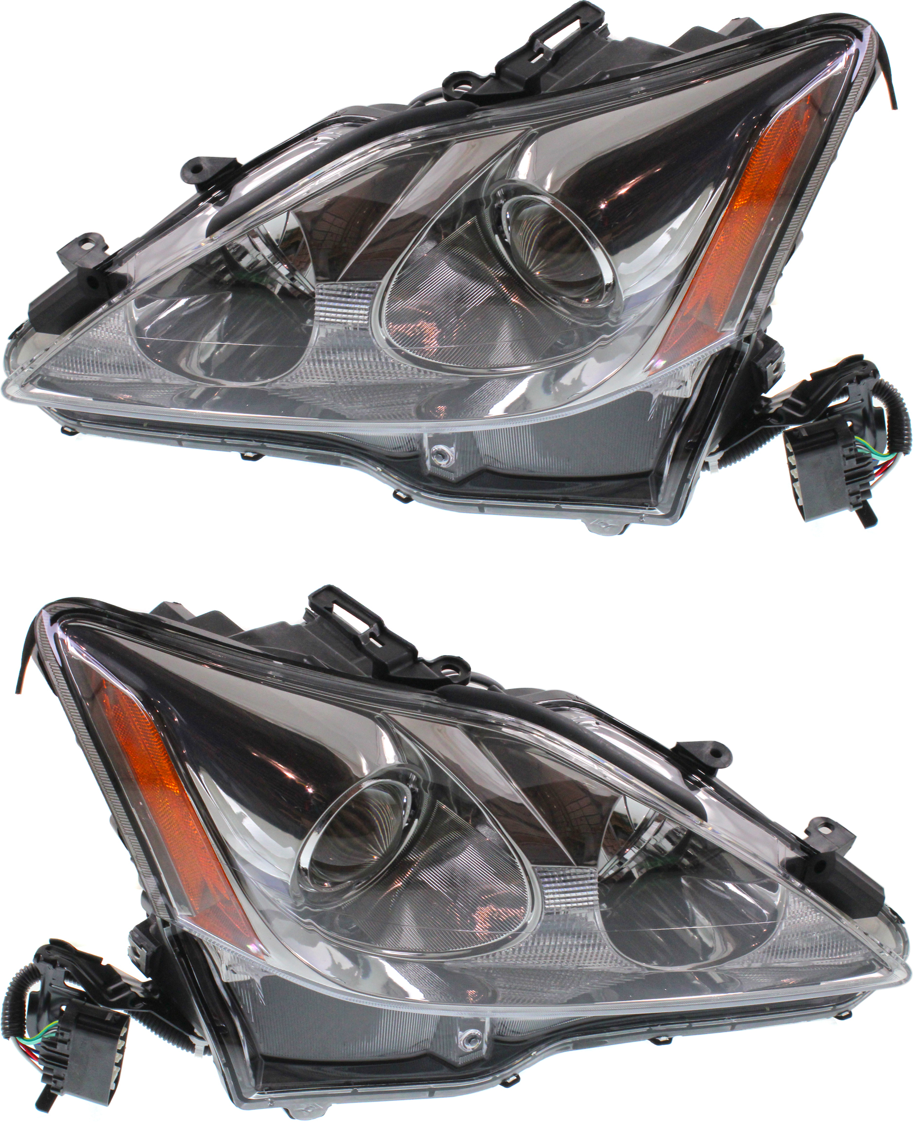 AM IS250 IS350-06-08 HEAD LAMP RH AND LH Lens and Housing Halogen w o Auto Leveling Lights SKU SET REPL100133 Partslink LX2503132 LX2502132 OEM 8113053270-8117053270