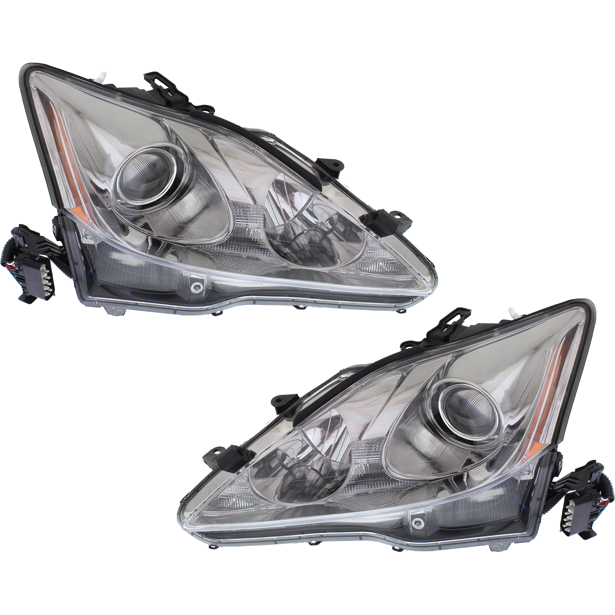 AM IS250 IS350-06-08 HEAD LAMP RH AND LH Lens and Housing HID Xenon w o HID Kit w Auto Leveling Lamps Exc. C Models SKU SET REPL100351 Partslink LX2503133 LX2502133 OEM 8114053240-8107053240