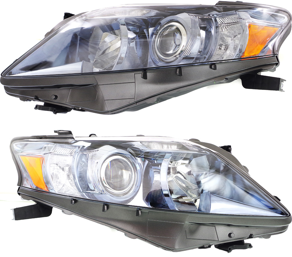 AM RX450H 10-12 HEAD LAMP RH AND LH Lens and Housing Halogen Japan Built Vehicle CAPA SKU SET REPL100371Q Partslink LX2518129C LX2519129C OEM 8113048750-8117048750