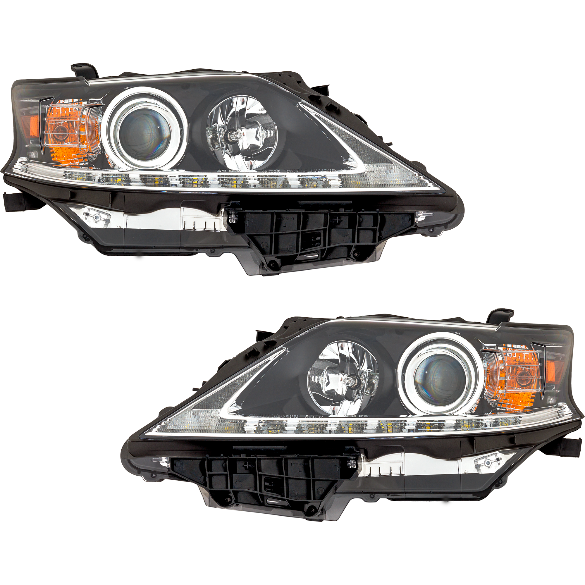 AM RX350-13-15 RX450H 15-15 HEAD LAMP RH AND LH Assembly Halogen w LED DRL Canada Built Vehicle SKU SET REPL100383 Partslink LX2503156 LX2502156 OEM 811100E150-811500E150