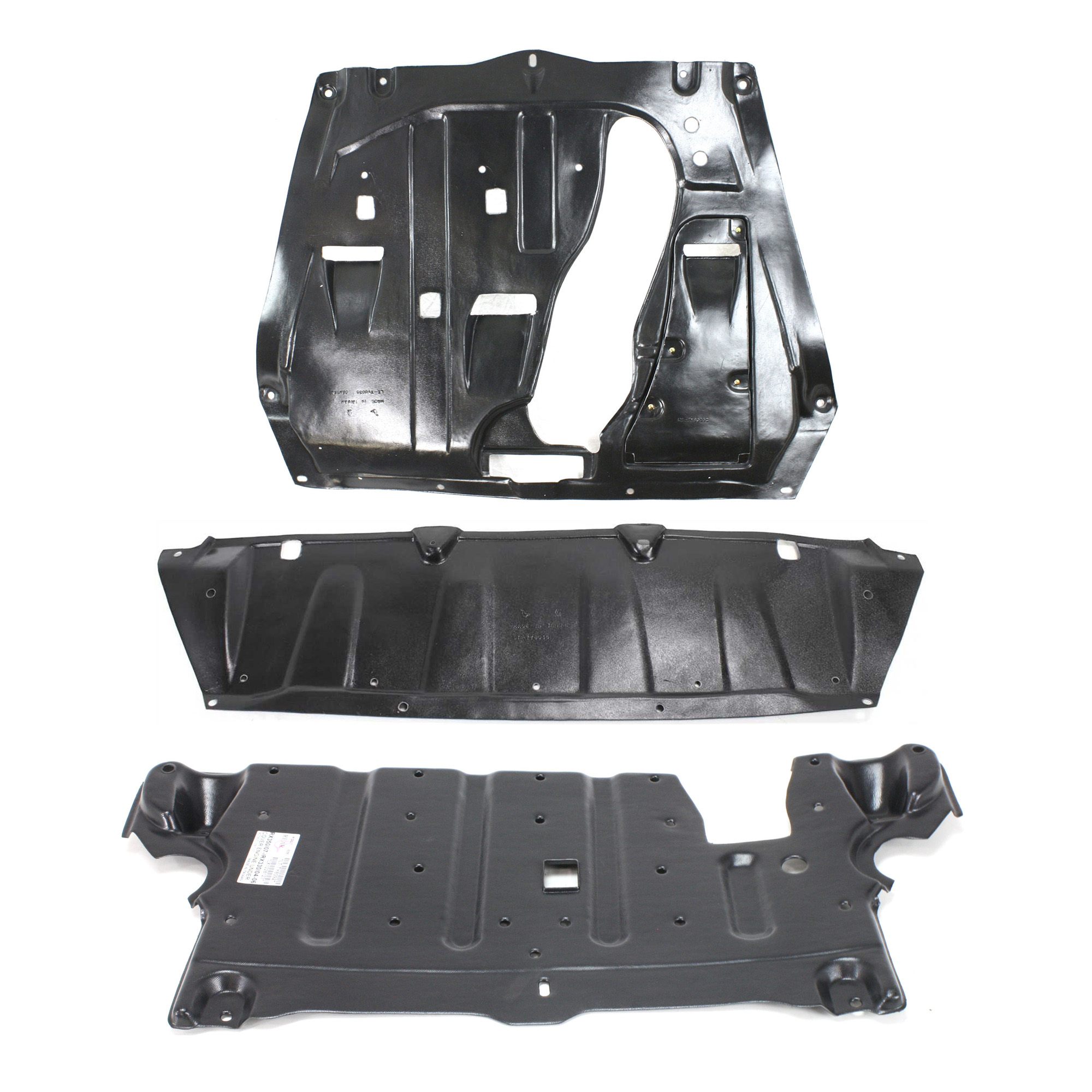AM RX330-04-06 ENGINE SPLASH SHIELD Set of 3 Front Center and Rear SKU SET REPL310111-3 Partslink LX1228125 LX1228124 LX1228123 OEM 514410E010-514400E010-514420E0
