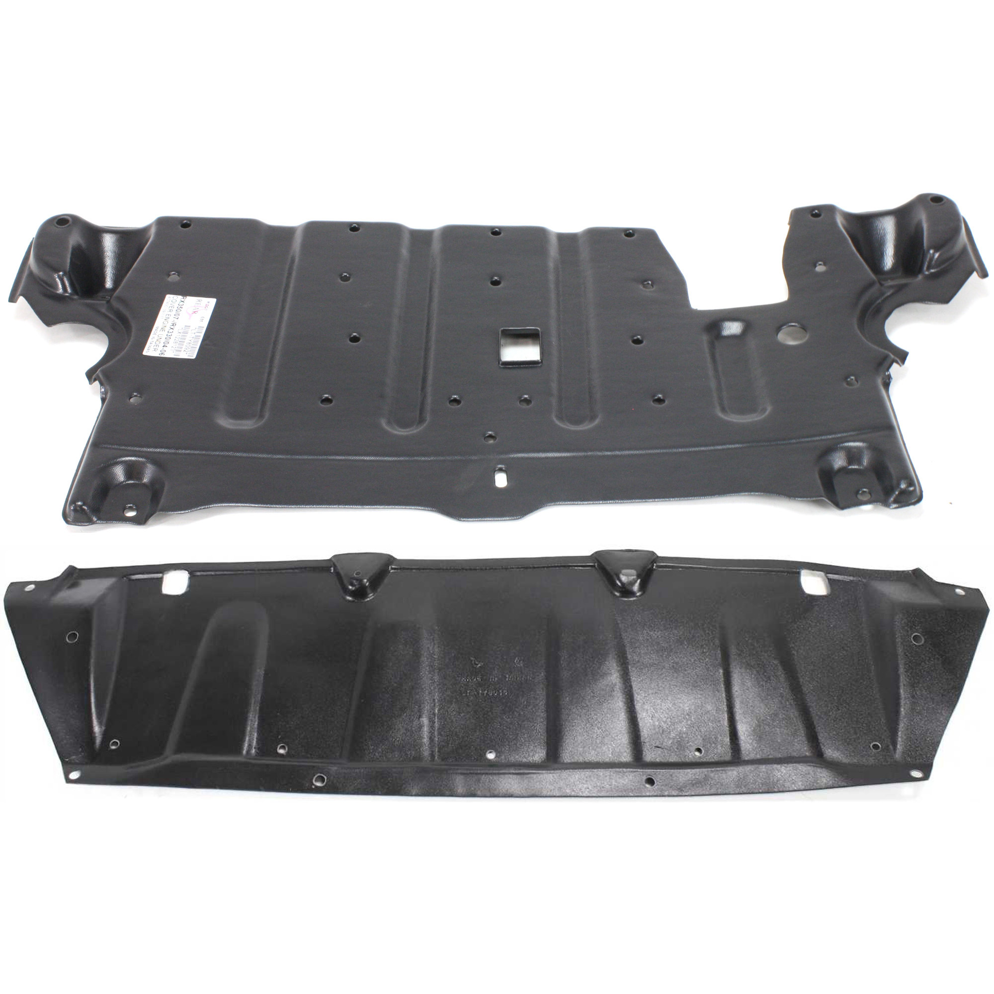 AM RX330-04-06 RX350-07-09 ENGINE SPLASH SHIELD Under Cover Set of 2 Front and Rear SKU SET REPL310111 Partslink LX1228125 LX1228123 OEM 514410E010-514420E010