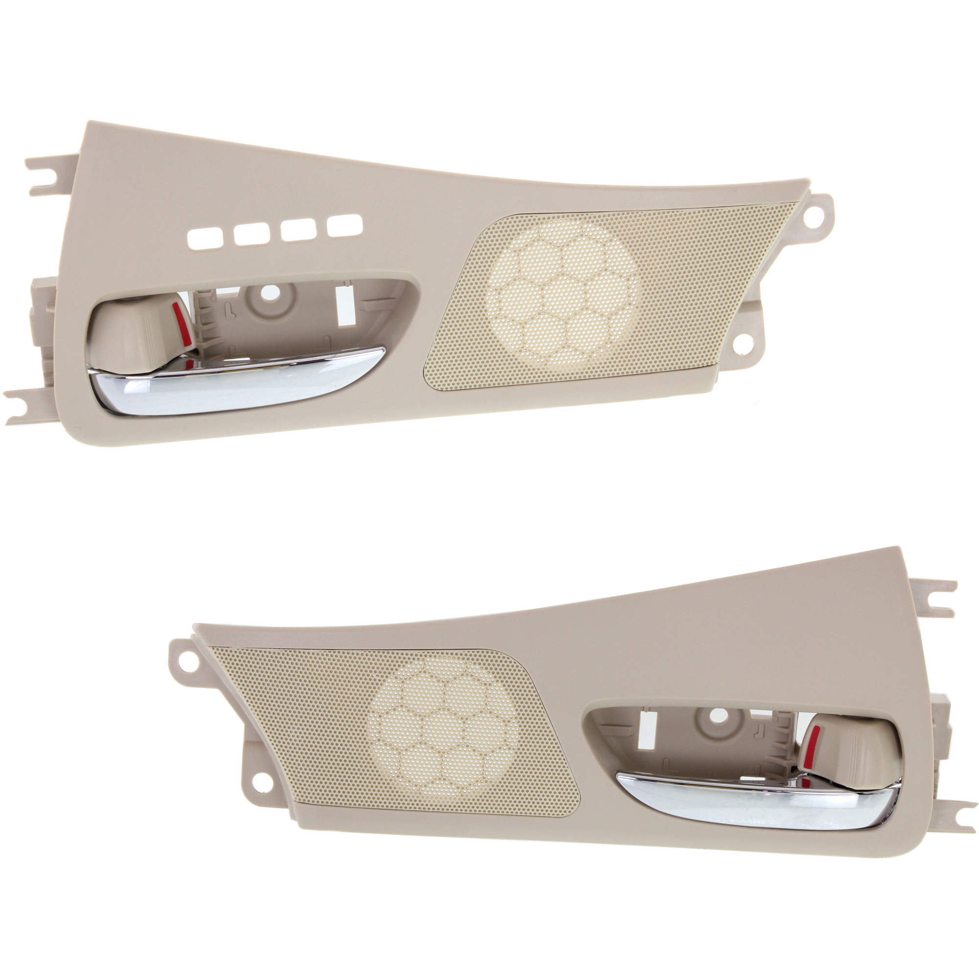 AM RX350 RX450H 10-15 FRONT INTERIOR DOOR HANDLE RH AND LH Chrome Lever+Beige Hsg Ivory Plastic w o Hole SKU SET REPL462185 Partslink LX1352109 LX1353109 OEM 676050E010A0-676060E010A0-6760