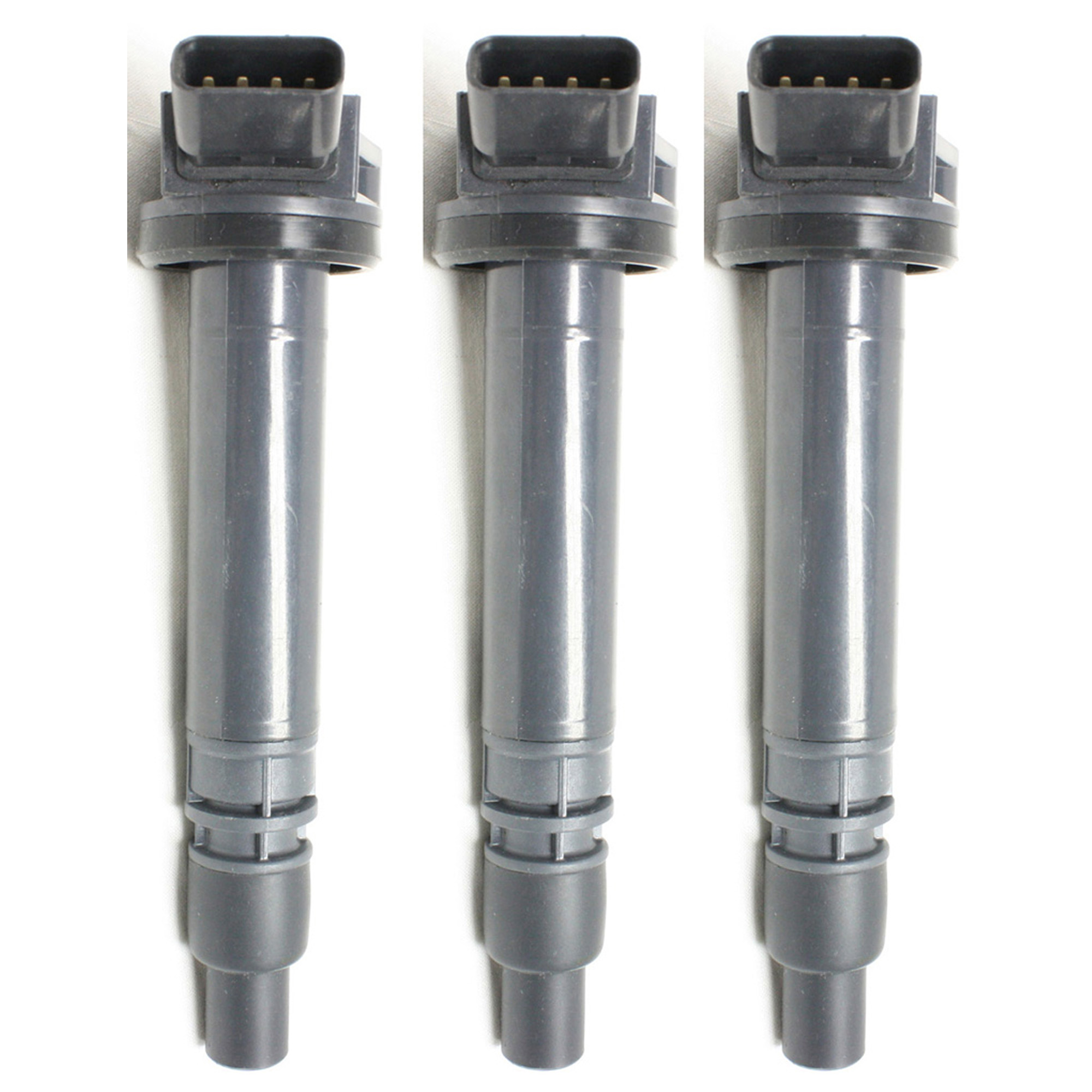 AM 4RUNNER 10-22 AVALON 05-18 IGNITION COIL 12V 4 Prong Male Terminal Blade Type Black and Chrome Coil on Plug Set of 3 SKU SET REPL504609-3 OEM 5052-48726-50099-230480-23