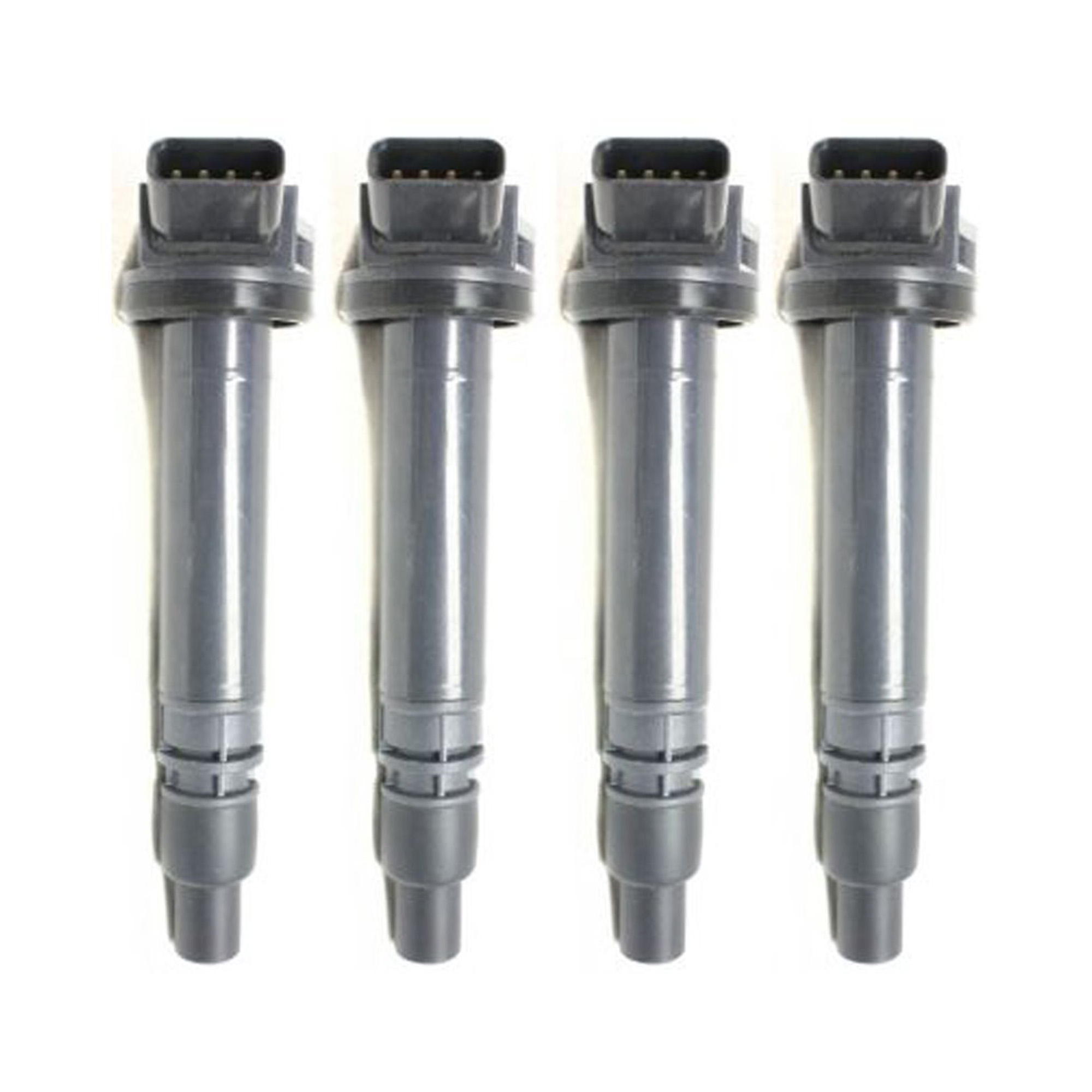 AM 4RUNNER 10-22 AVALON 05-18 IGNITION COIL 12V 4 Prong Male Terminal Blade Type Black and Chrome Coil on Plug Set of 4 SKU SET REPL504609-4 OEM 5052-48726-50099-230480-23