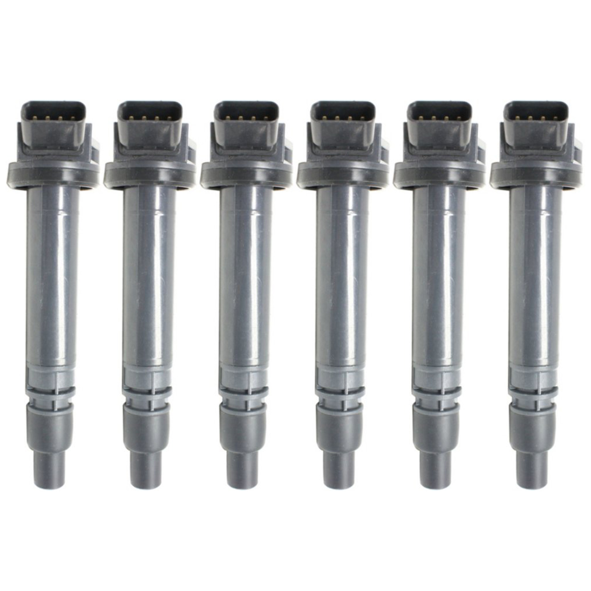 AM 4RUNNER 10-22 AVALON 05-18 IGNITION COIL 12V 4 Prong Male Terminal Blade Type Black and Chrome Coil on Plug Set of 6 SKU SET REPL504609-6 OEM 5052-48726-50099-230480-23