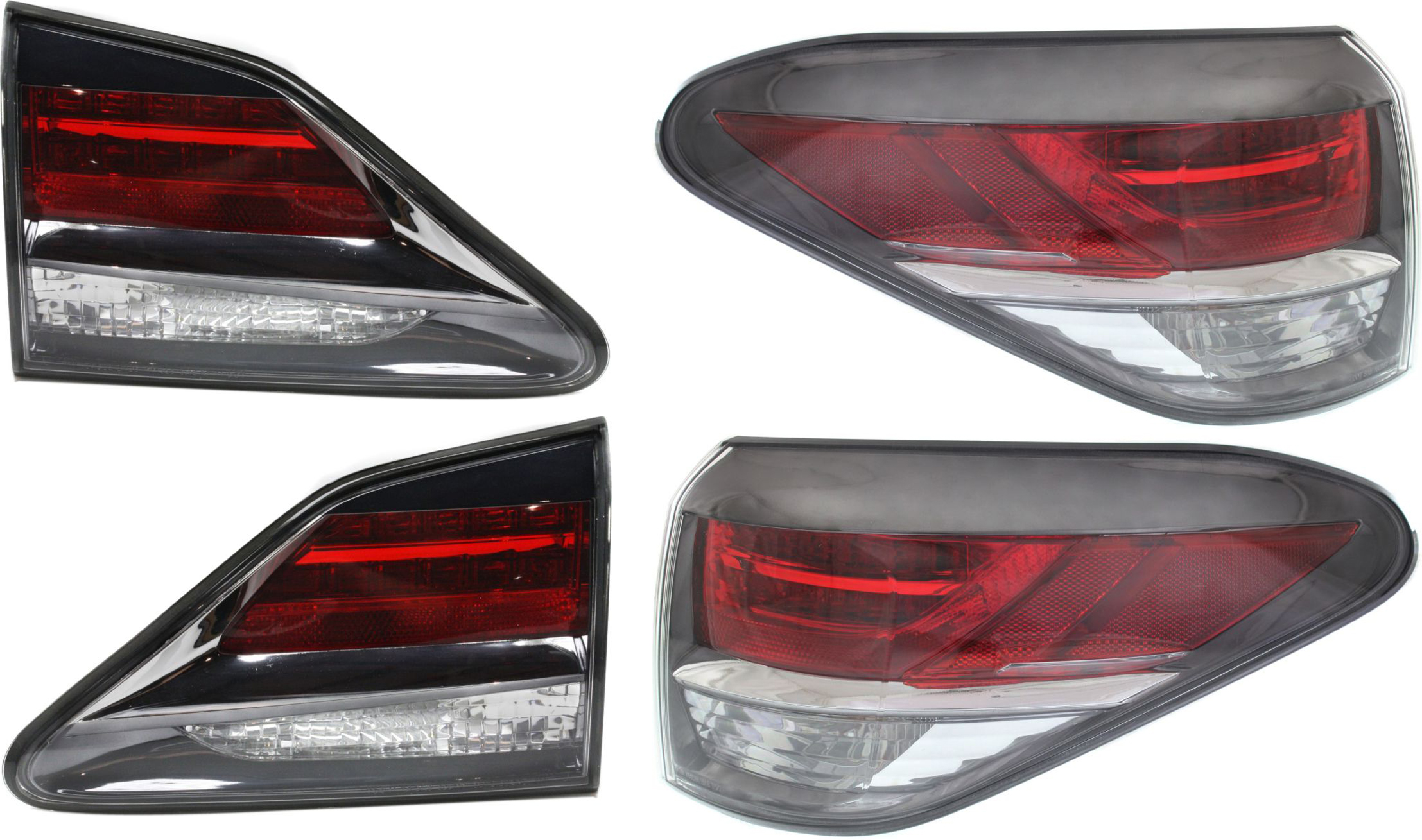 AM RX350 RX450H 13-15 TAIL LAMP RH AND LH Inner and Outer Assembly Canada Built Vehicle SKU SET REPL730311-4 Partslink LX2805112 LX2804112 LX2803105 LX2802105 OEM 815500E090-815600E090-815800E0