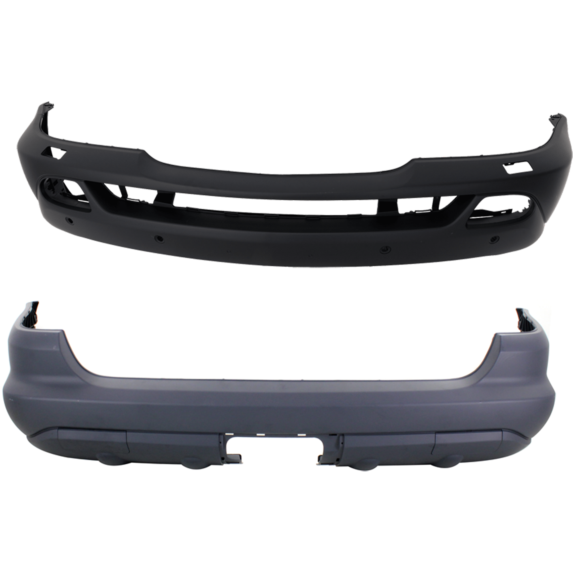 AM ML CLASS 02-05 FRONT AND REAR BUMPER COVER Primed w HLW w Trailer Coupling w o Styling Pkg Front w Parktronic Holes Rear w o Parktronic Holes SKU SET REPM010310P B