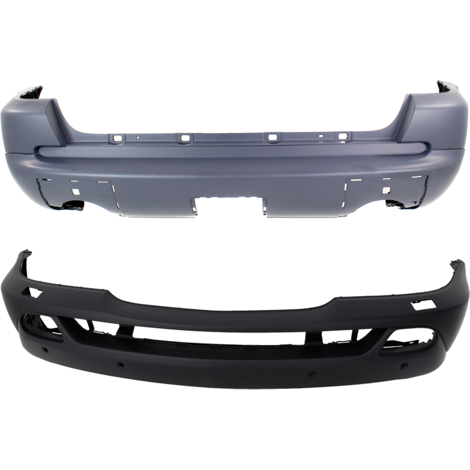 AM ML CLASS 01-05 FRONT AND REAR BUMPER COVER Primed w HLW w Styling Pkg w o Trailer Coupling Front w Parktronic Holes Rear w o Parktronic Holes SKU SET REPM010310P C