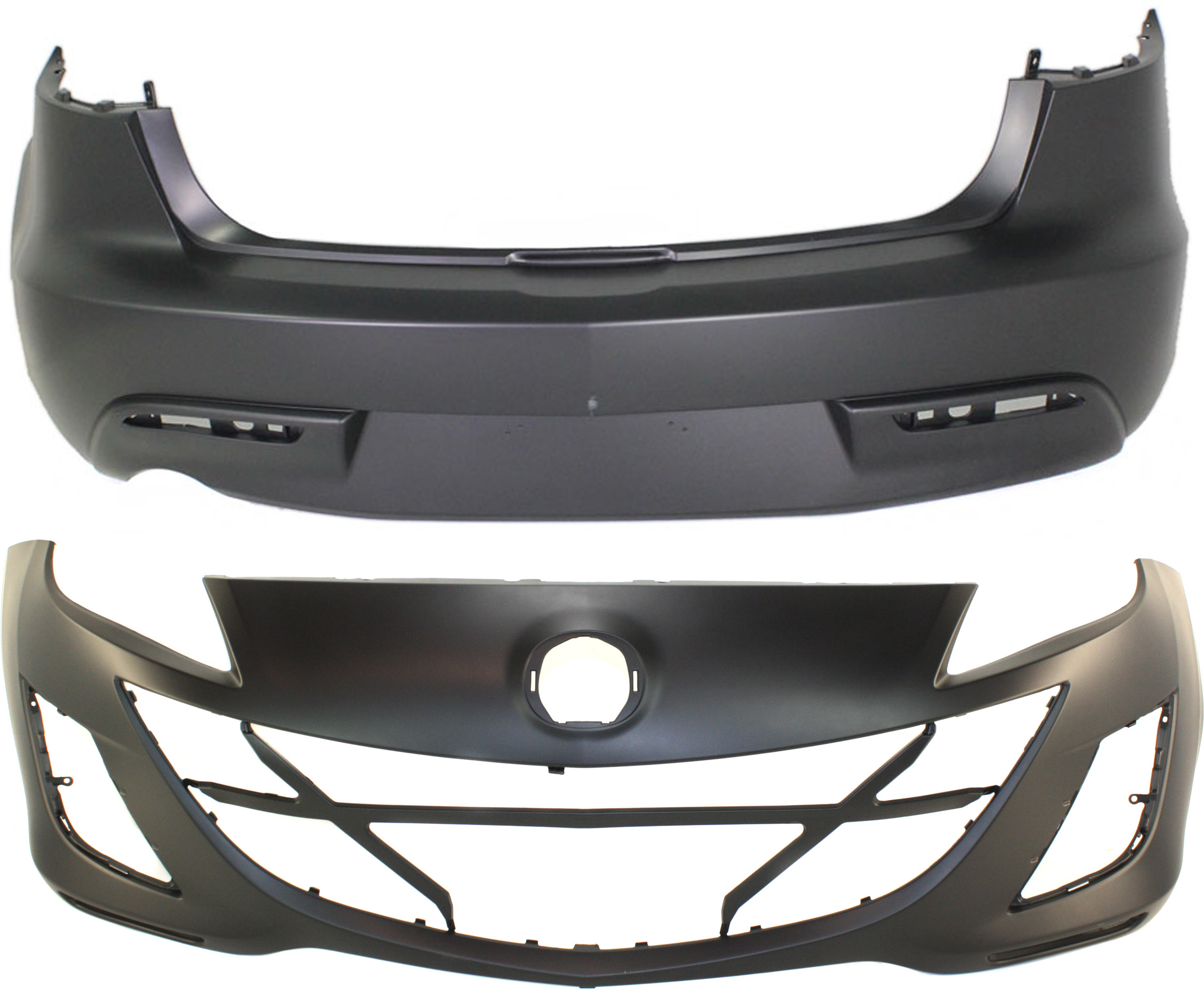 AM MAZDA 3-10-10 FRONT AND REAR BUMPER COVER Primed 2.0L Eng. Sedan SKU SET REPM010312P 2 Partslink MA1000223 MA1100201 OEM BCW850031JBB BBM450221MBB