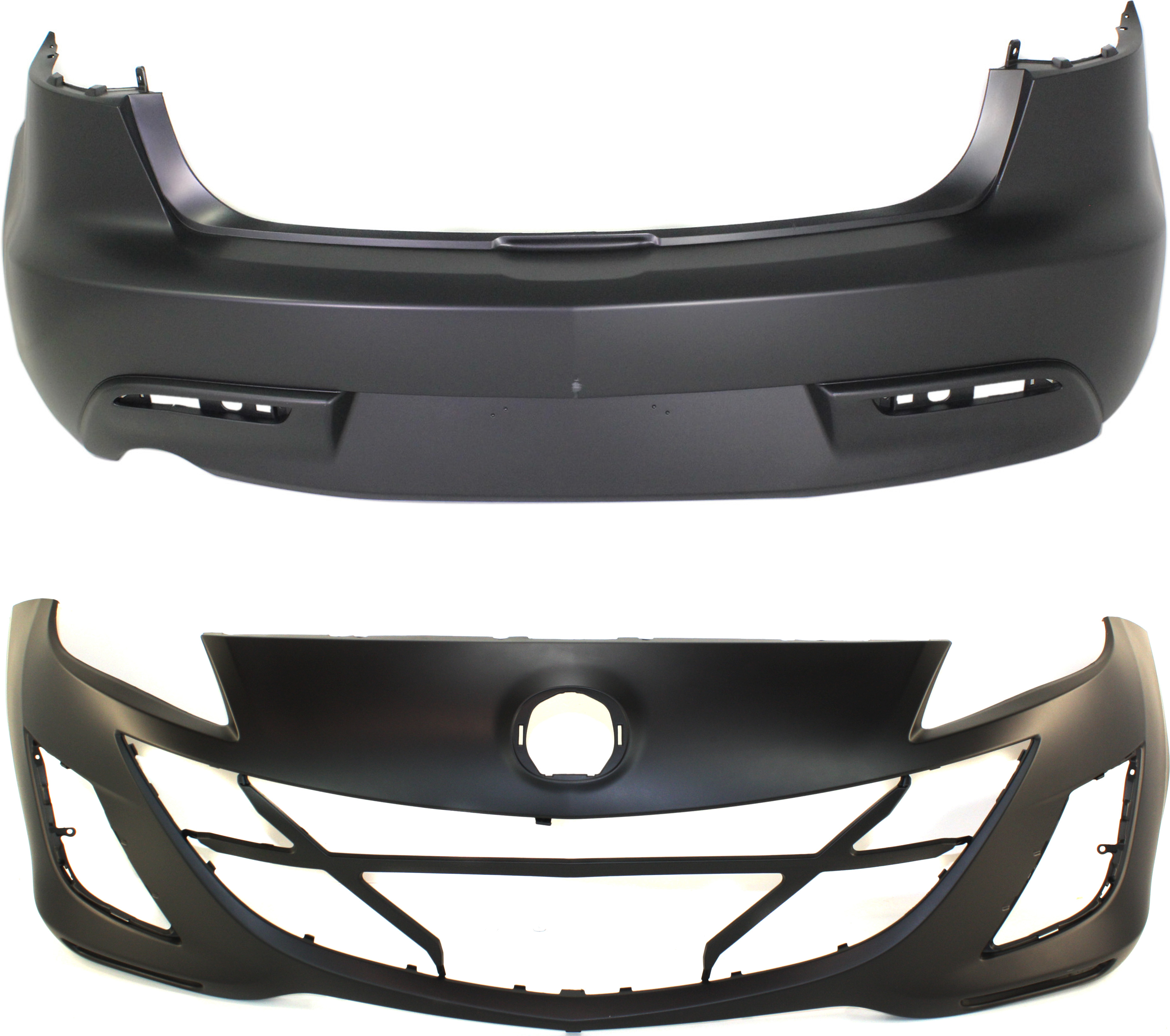 AM MAZDA 3-10-10 FRONT AND REAR BUMPER COVER Primed 2.0L. Sedan Eng CAPA SKU SET REPM010312PQ 2 Partslink MA1000223C MA1100201C OEM BBM450221MBB BCW850031JBB