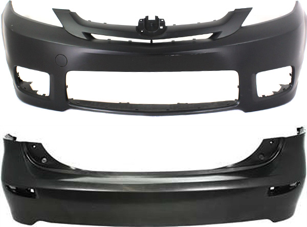 AM MAZDA 5-06-07 FRONT AND REAR BUMPER COVER Primed SKU SET REPM010376P 2 Partslink MA1000209 MA1100182 OEM CC4350221CBB CCZ35003XBB