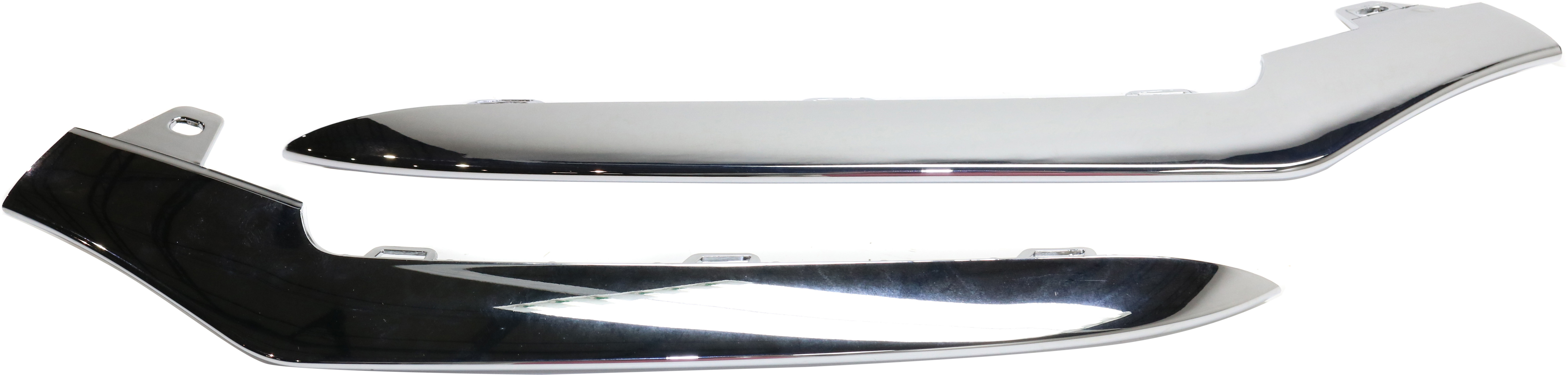 AM E CLASS 14-16 FRONT BUMPER MOLDING RH AND LH Chrome w AMG Styling Package Sedan 2014 Wagon Exc. E63 Model SKU SET REPM016151 Partslink MB1047127 MB1046127 OEM 2128852874-2128852774