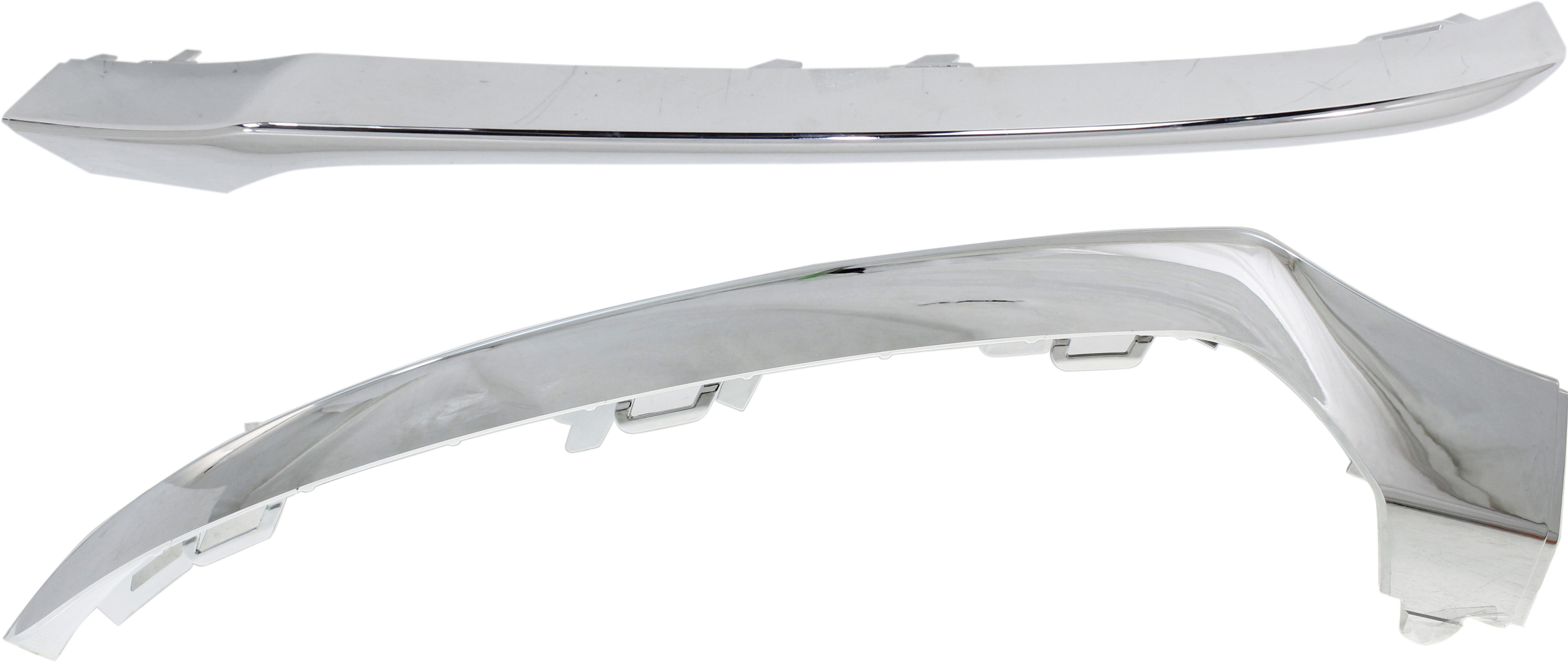 AM C300 C400-15-18 FRONT BUMPER MOLDING RH AND LH Chrome w AMG Styling Package w o Night Package Conv Cpe Sdn SKU SET REPM016155 Partslink MB1047121 MB1046121 OEM 2058851474-2058851374
