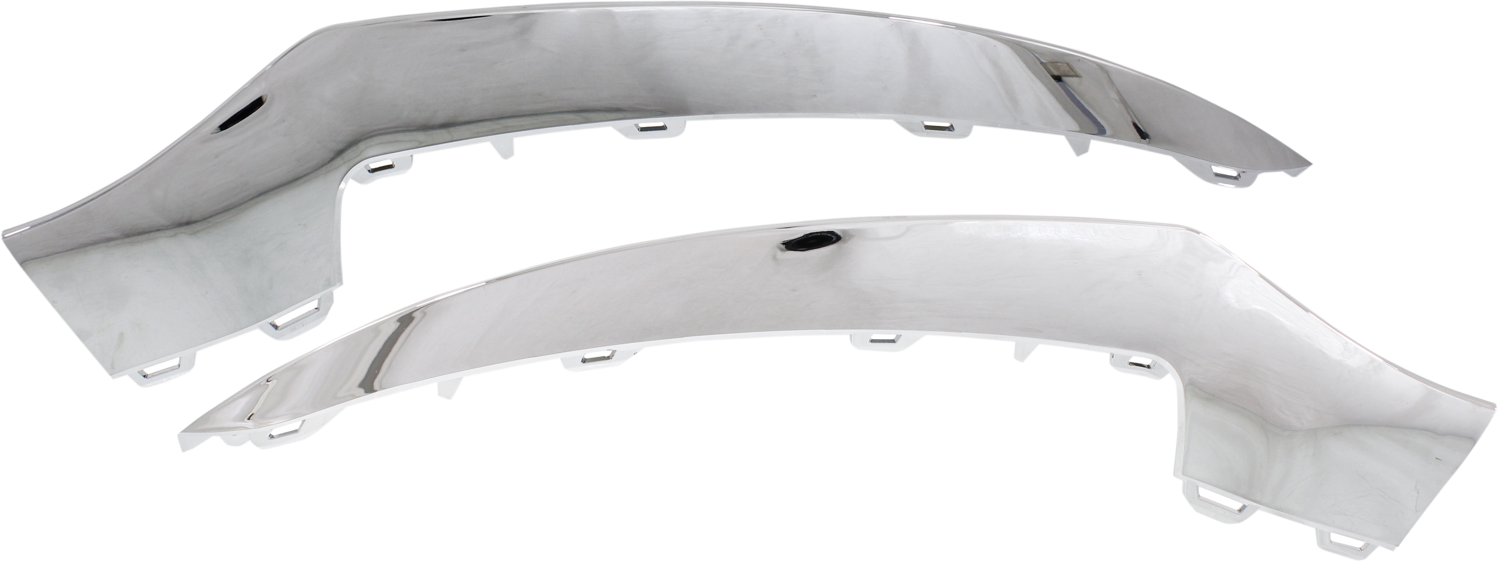 AM E CLASS 14-17 FRONT BUMPER MOLDING RH AND LH Chrome Outer w AMG Styling Package w o Night Package Convertible Coupe SKU SET REPM016157 Partslink MB1046131 MB1047131 OEM 2078850774-2078850874