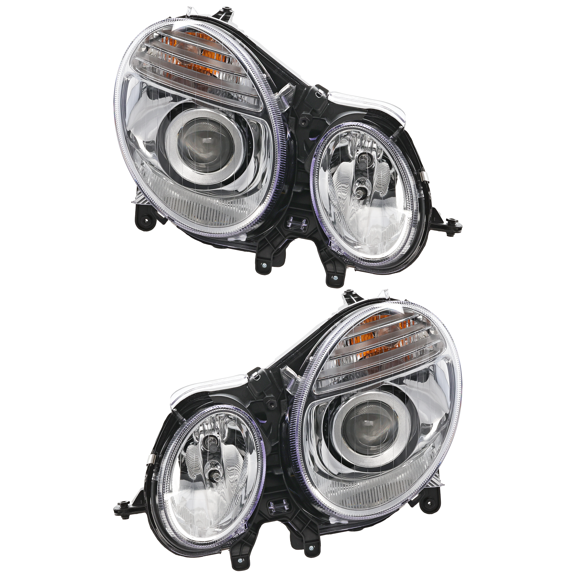 AM E CLASS 07-09 HEAD LAMP RH AND LH Assembly Halogen From 6-30-06 CAPA SKU SET REPM100105Q Partslink MB2500100C MB2501100C OEM 211820336164-211820346164