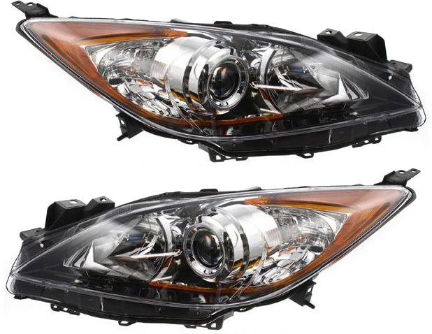 AM MAZDA 3-10-13 HEAD LAMP RH AND LH Lens and Housing Halogen 5 Speed Trans Hatchback Sedan SKU SET REPM100129 Partslink MA2518130 MA2519130 OEM BBM4510L0K BBM4510K0K