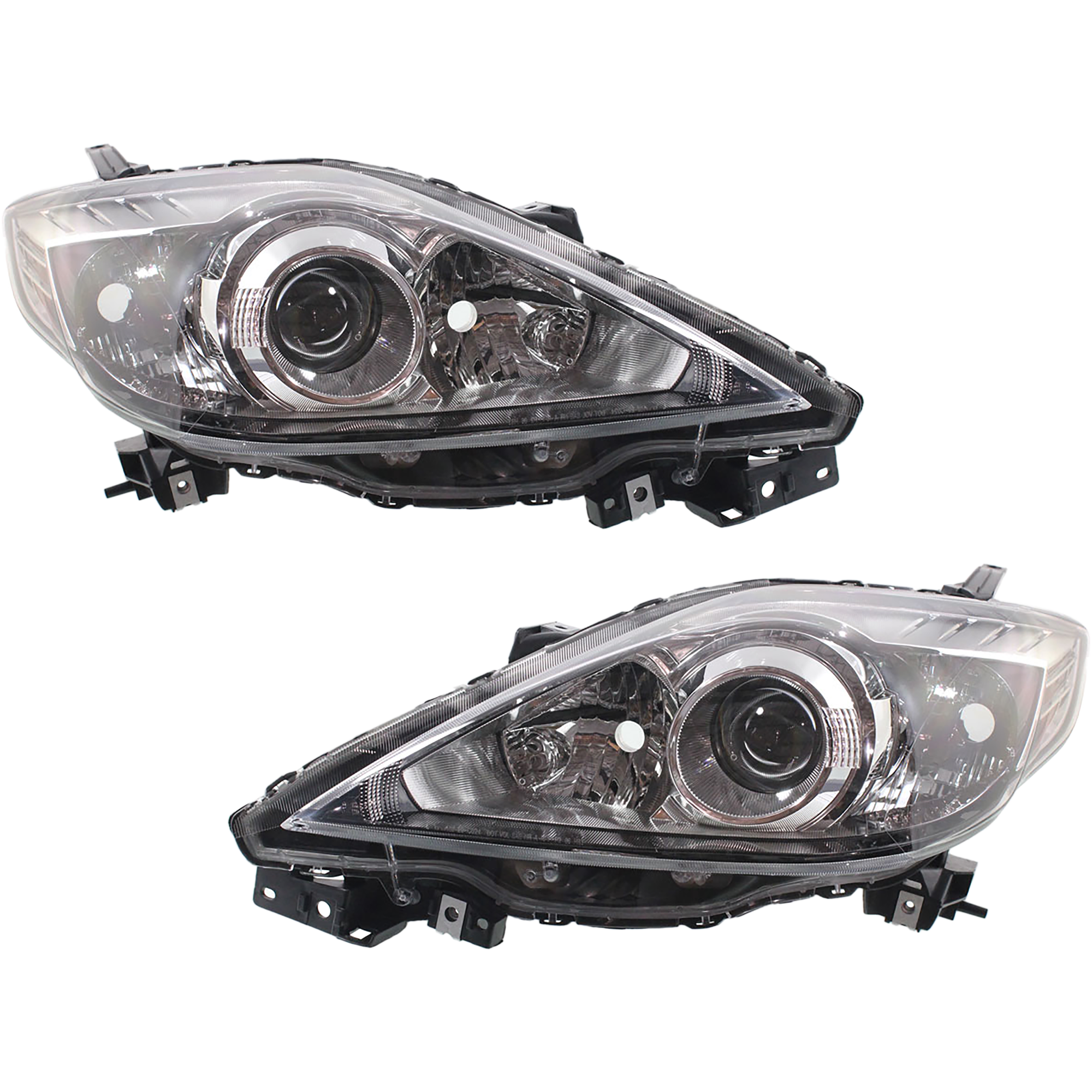 AM MAZDA 5-08-10 HEAD LAMP RH AND LH Lens and Housing Halogen Black Interior SKU SET REPM100131 Partslink MA2518128 MA2519128 OEM CE51510L0C CE51510K0C