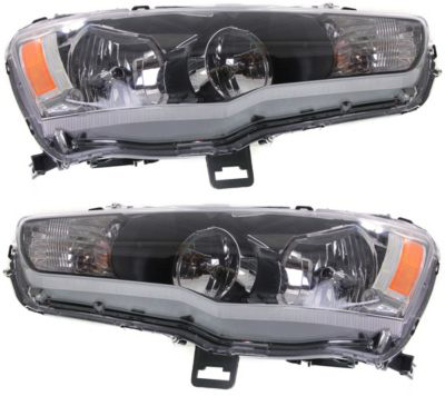 AM LANCER 09-17 HEAD LAMP RH AND LH Assembly Halogen From 11-08 CAPA SKU SET REPM100149Q Partslink MI2503158C MI2502158C OEM 8301C362-8301C361