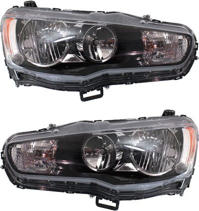 AM LANCER 09-17 HEAD LAMP RH AND LH Assembly Halogen From 11-08 SKU SET REPM100149 Partslink MI2503158 MI2502158 OEM 8301C362-8301C361