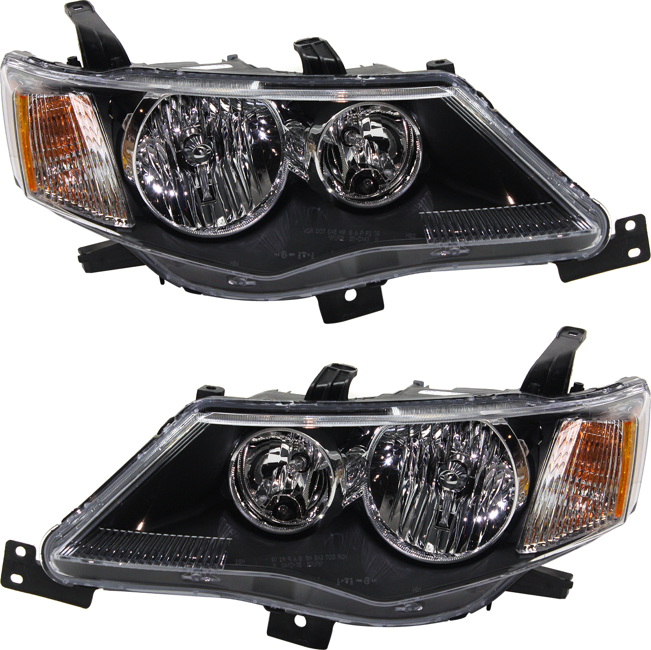 AM OUTLANDER 07-09 HEAD LAMP RH AND LH Assembly Halogen CAPA SKU SET REPM100195Q Partslink MI2502162C MI2502144C MI2503162C MI2503144C OEM 8301B605-8301A917-8301B606-830