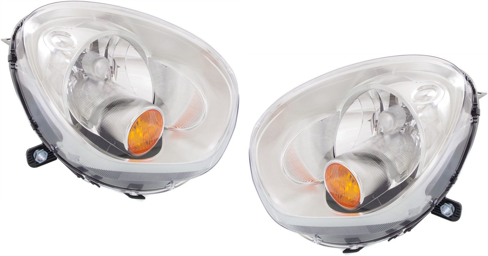 AM COOPER COUNTRYMAN 11-16 HEAD LAMP RH AND LH Assembly Halogen w Yellow Turn Signal Light CAPA SKU SET REPM100307Q Partslink MC2502109C MC2503109C OEM 63129801033-63129801034