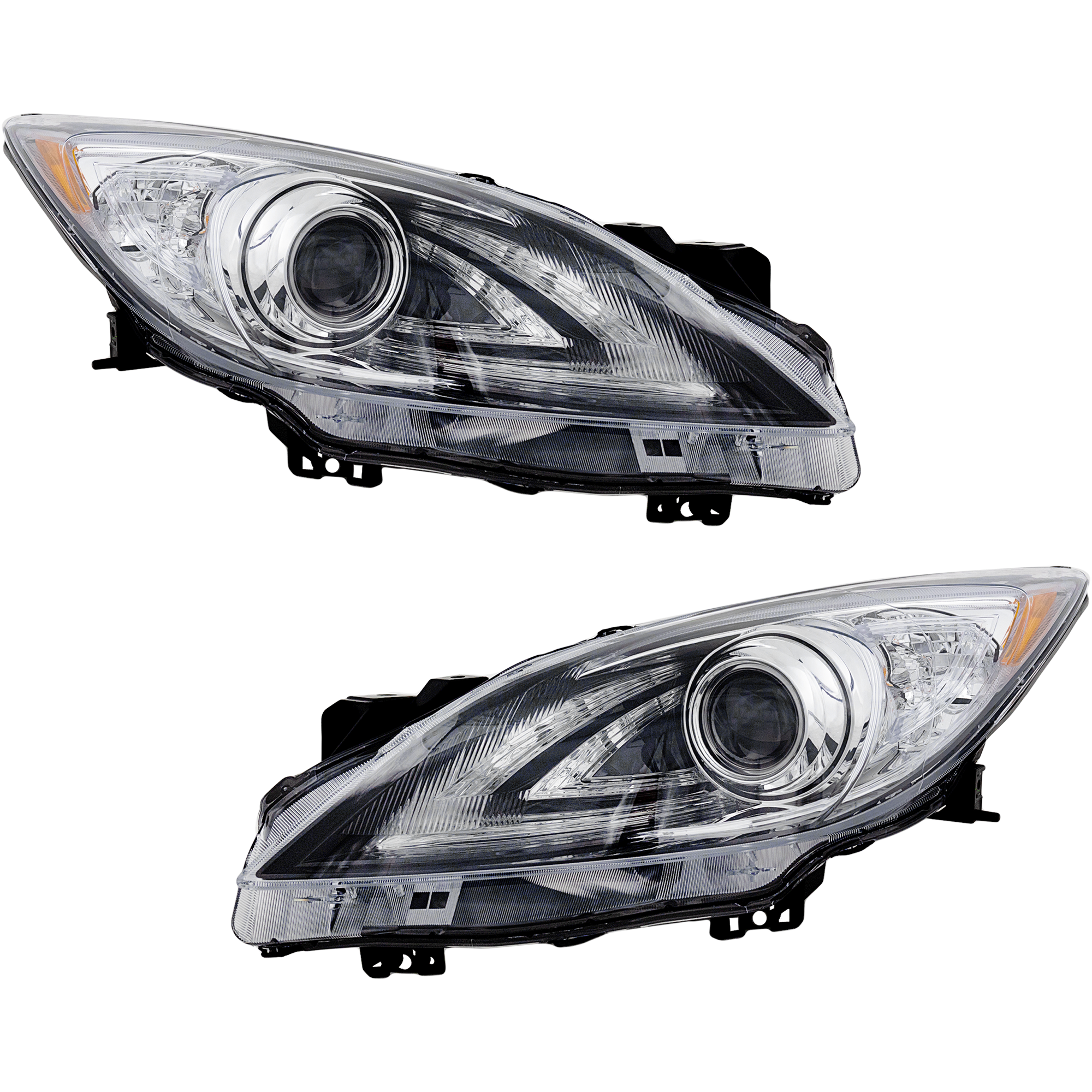 AM MAZDA 3-10-13 HEAD LAMP RH AND LH Lens and Housing HID Xenon w o HID Kit w o Auto Level Control w Daytime Running Light SKU SET REPM100311 Partslink MA2519149 MA2518149 OEM BBN251031S BBN251041S